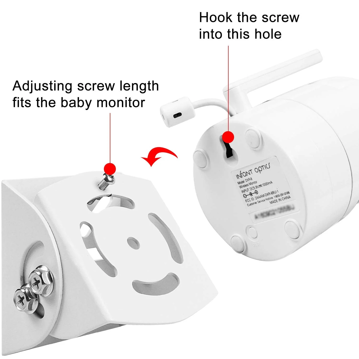 Adjustable Angle Mount for Infant Optics DXR-8, Motorola, Samsung, Babysense and Most Universal Monitors Camera, Aluminum Alloy Material - Image 7