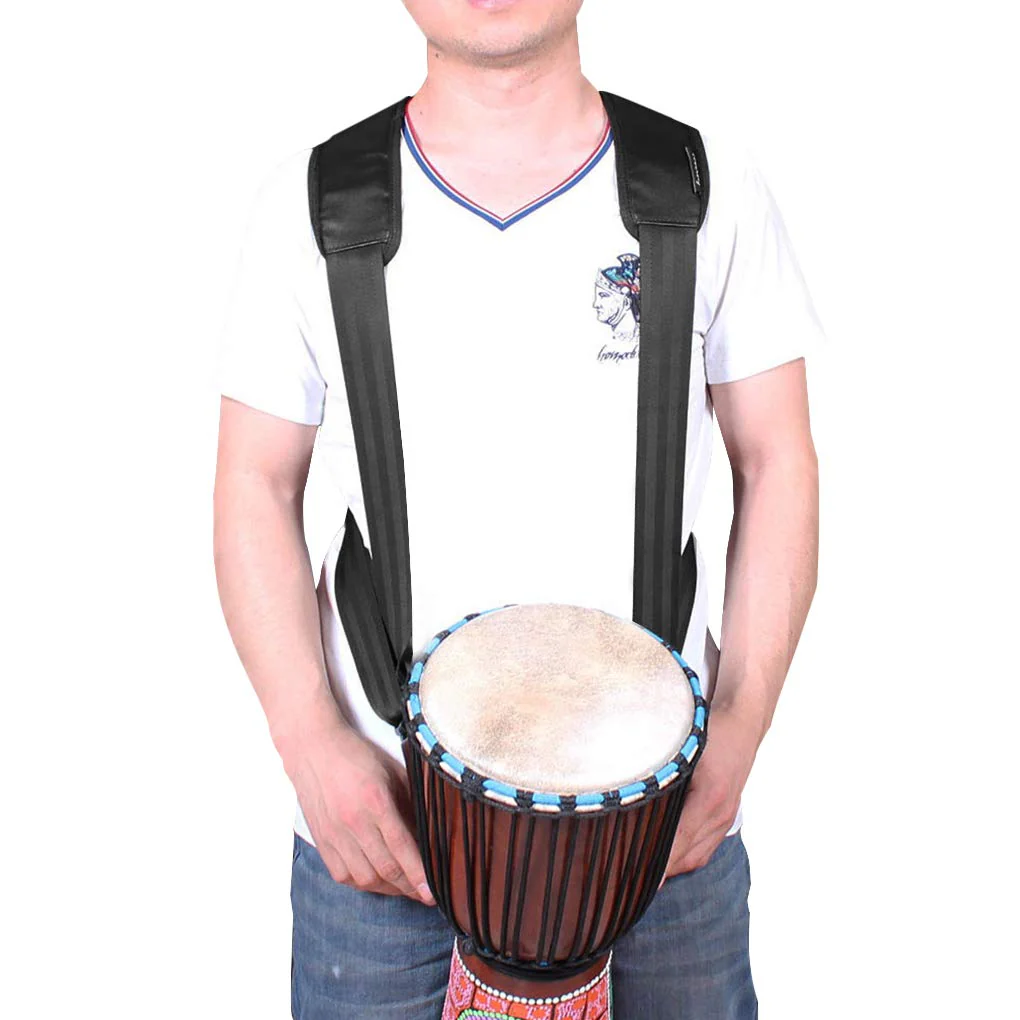 Adjustable Padded Djembe Shoulder Strap African Hand Drum Harness Belt Polyester with Quick Change Hook Black - Image 3