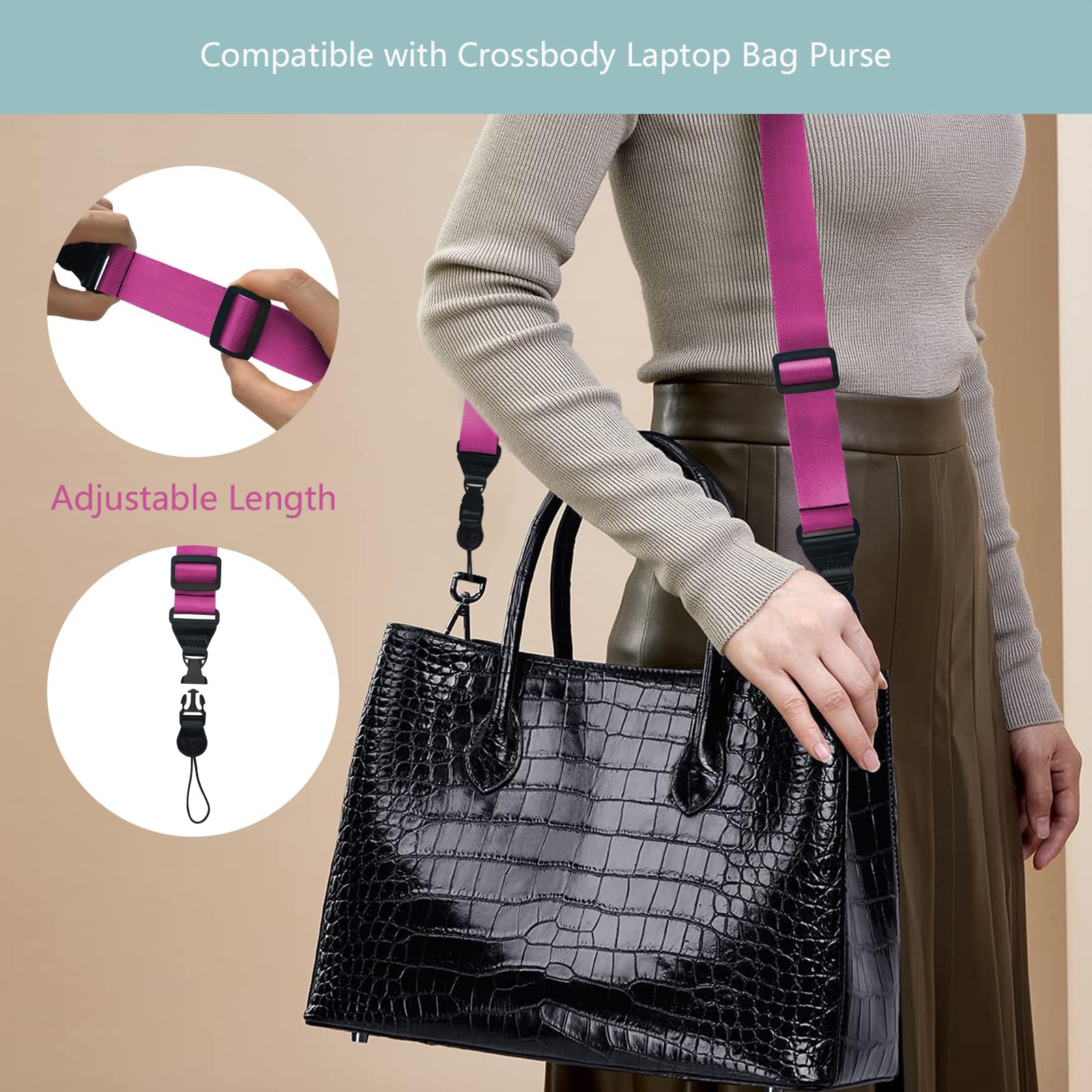 Adjustable Shoulder Strap:Comfortable iPad Strap Nylon Neck Lanyard for iPad/Samsung Tablet Case,Camera Binocular Crossbody Laptop Luggage Bag(Purple) 1 Pack-Purple - Image 5