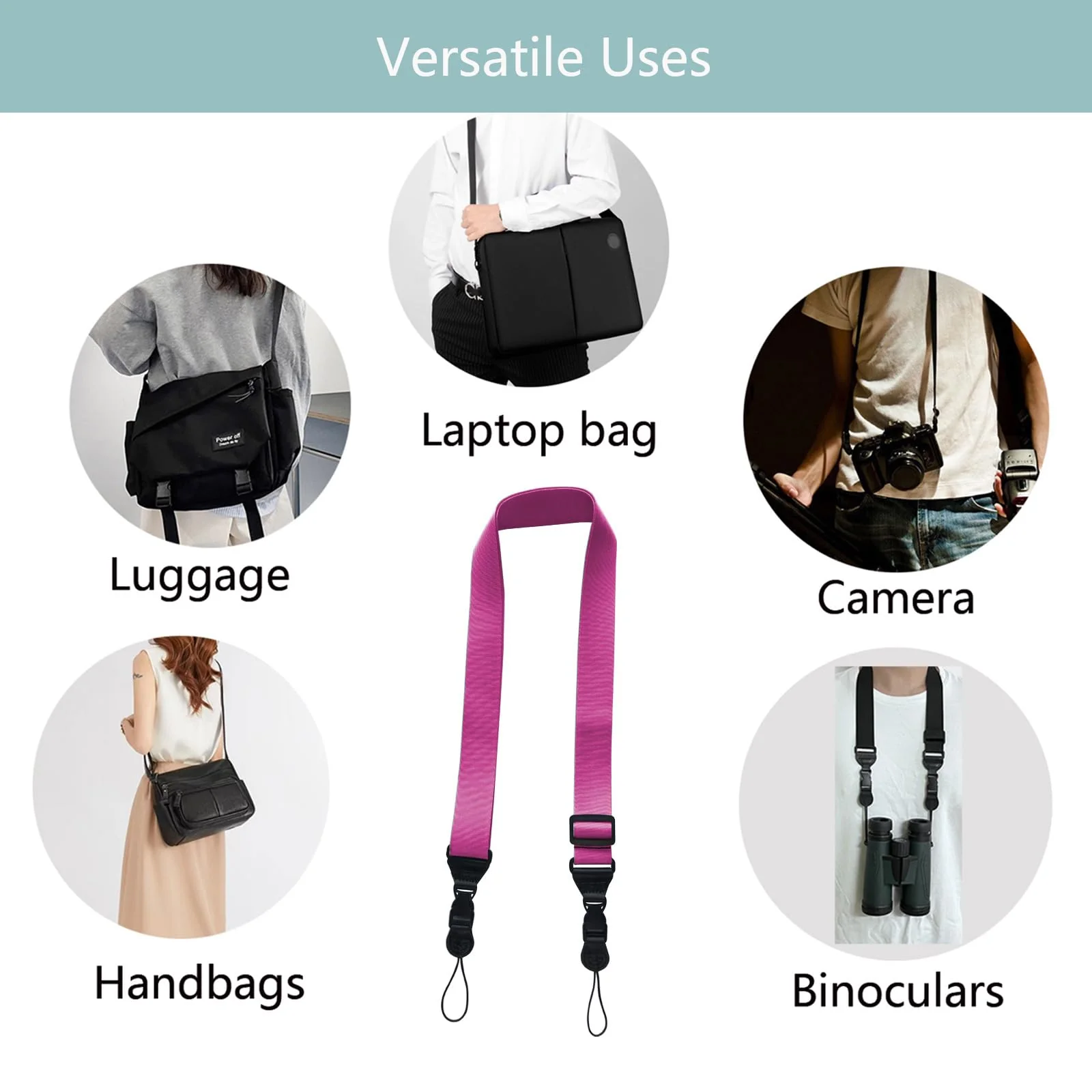 Adjustable Shoulder Strap:Comfortable iPad Strap Nylon Neck Lanyard for iPad/Samsung Tablet Case,Camera Binocular Crossbody Laptop Luggage Bag(Purple) 1 Pack-Purple - Image 7