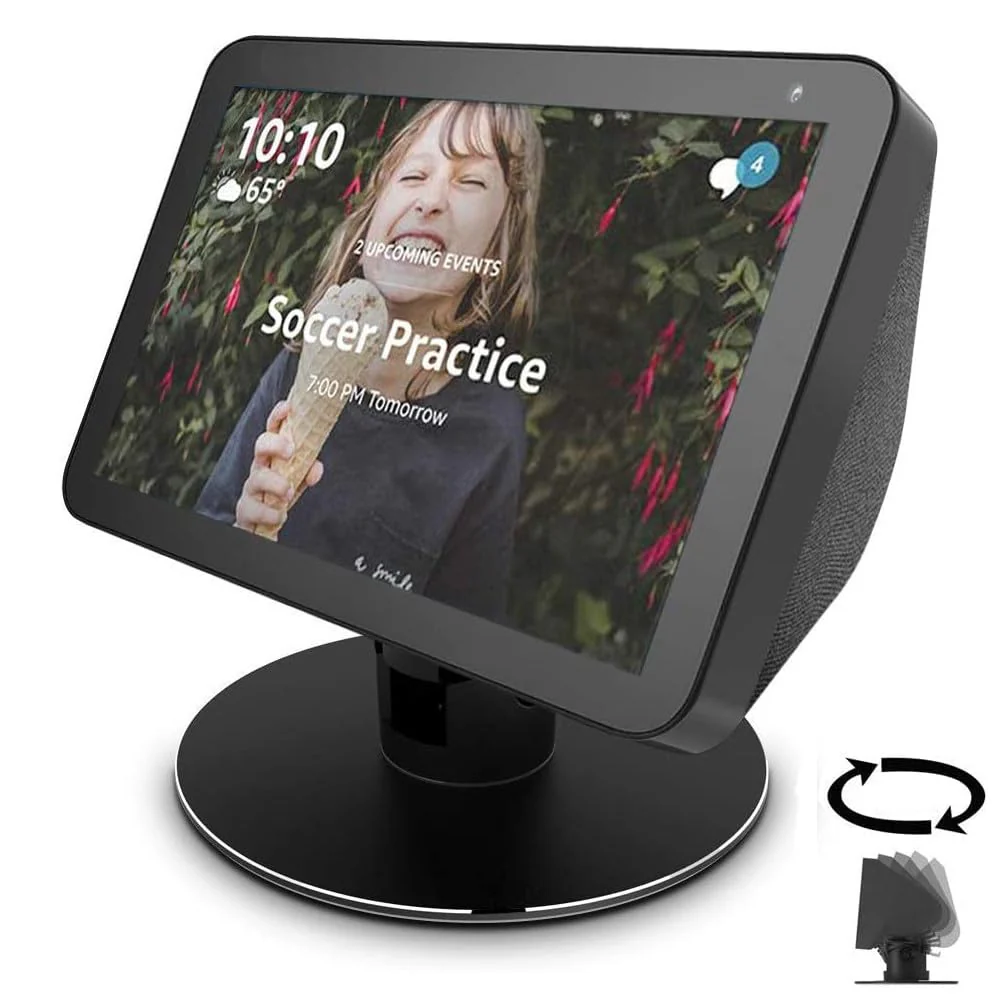 Adjustable Stand only for Echo Show 8 / Echo Show 8 (2nd Gen), Tilt + Swivel Stand,Aluminum Stand with 8 Magnets Black 12-01SX