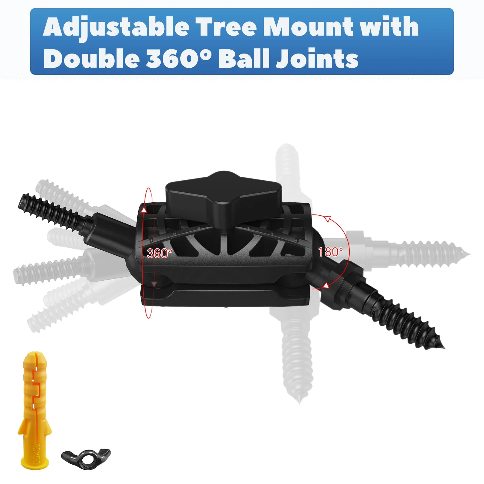 Adjustable Trail Camera Tree Mount: Game Camera Outdoor Mounting Bracket Holder with Double 360° Swivel Tilt Ball Joints, 1 Pack - Image 2