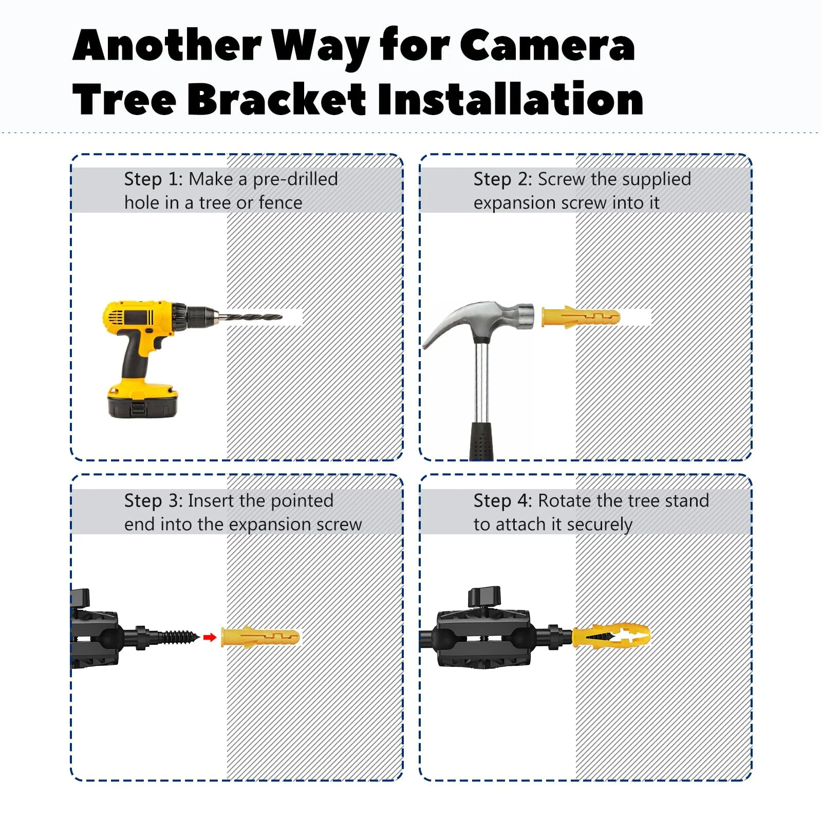 Adjustable Trail Camera Tree Mount: Game Camera Outdoor Mounting Bracket Holder with Double 360° Swivel Tilt Ball Joints, 1 Pack - Image 7
