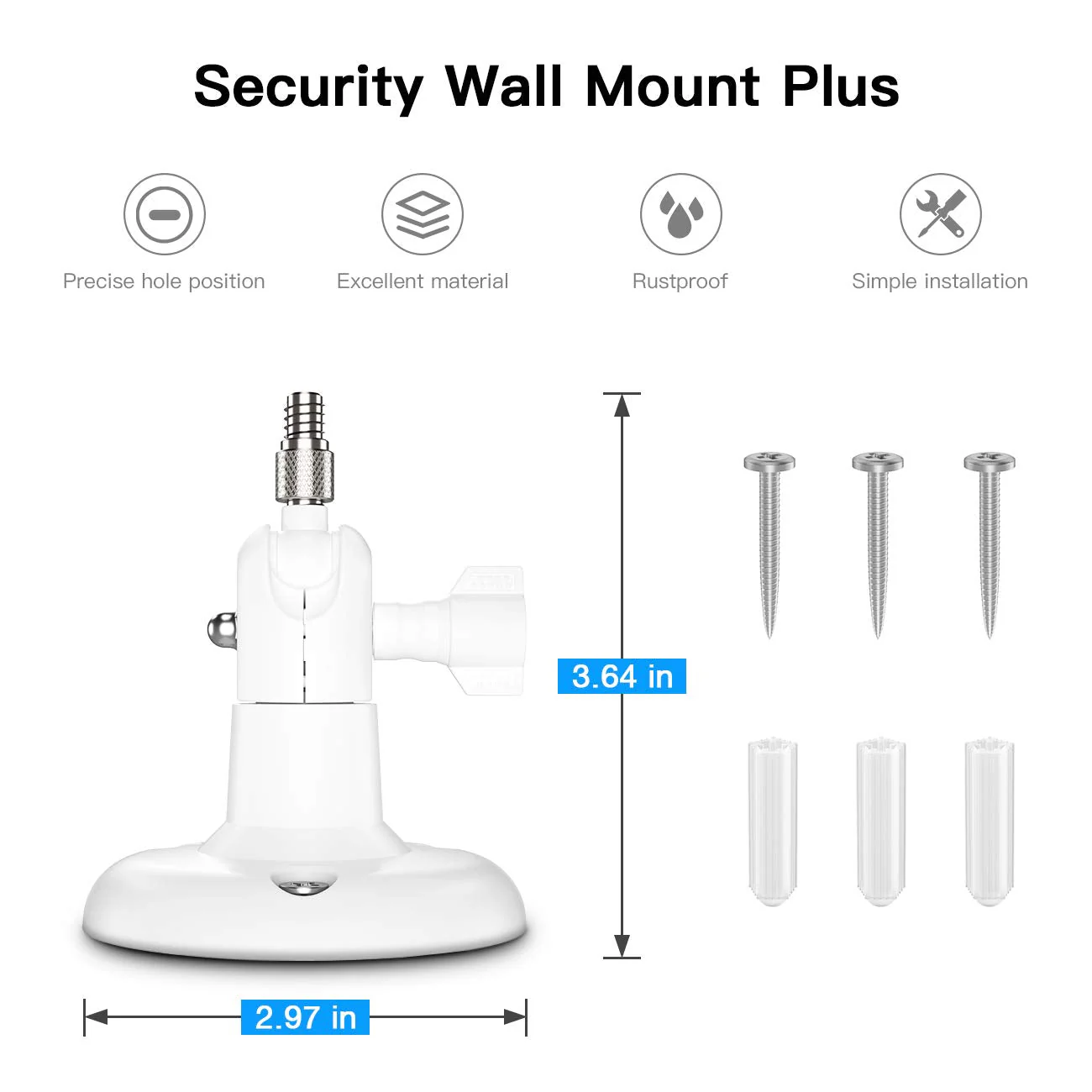 Adjustment Wall Mount Holder Compatible with Eufycam 2c,Eufycam 2,Eufycam E and other Eufycams Compatible Models,1/4" Screw Eufycam Wall Mounts (2PACK, WHITE) 2PACK - Image 6