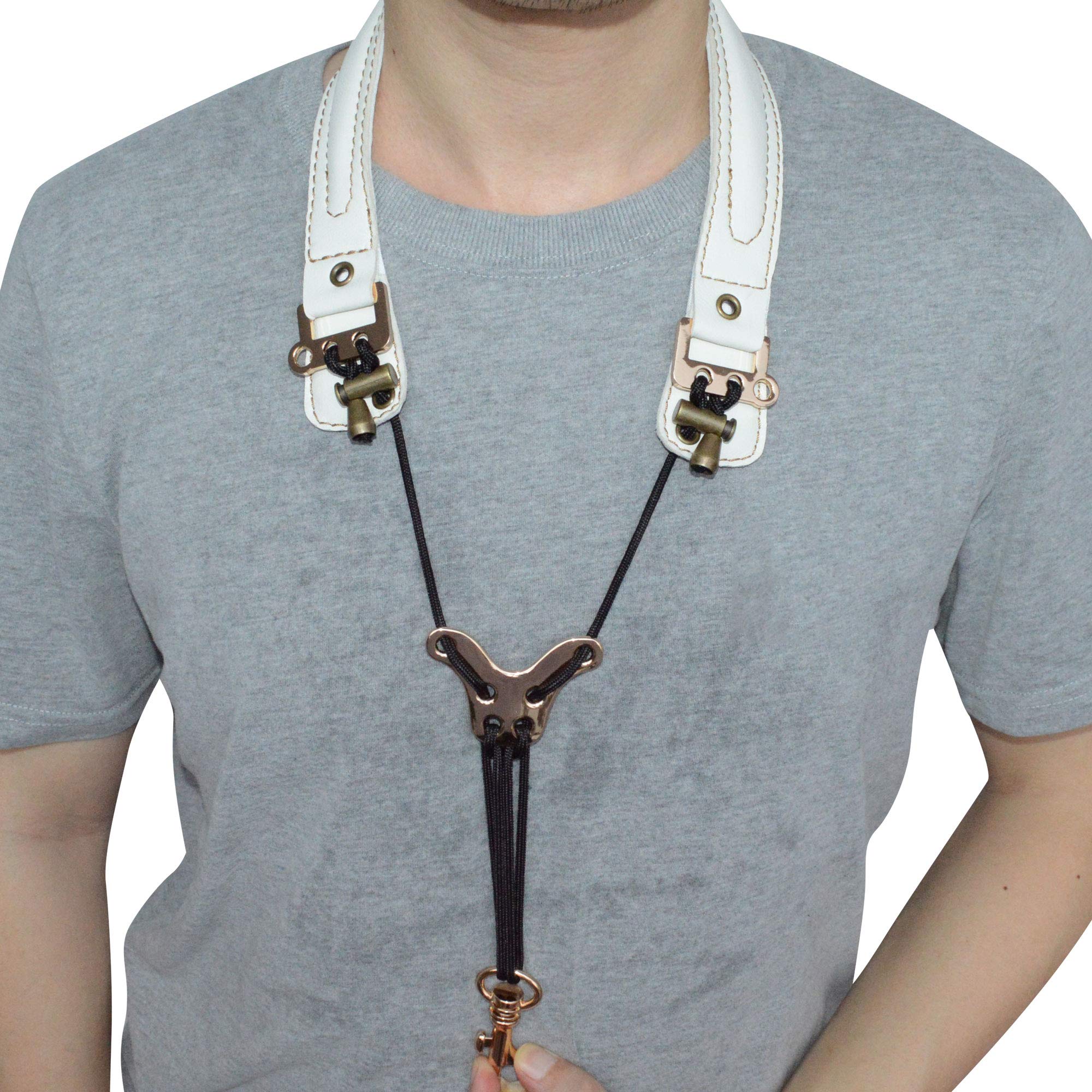 adorence Leather Saxophone Neck Strap - (Ergonomic, Breathable, Metal Swivel Snap Hook) Sax Neck Strap for Alto Tenor -White White - Image 4