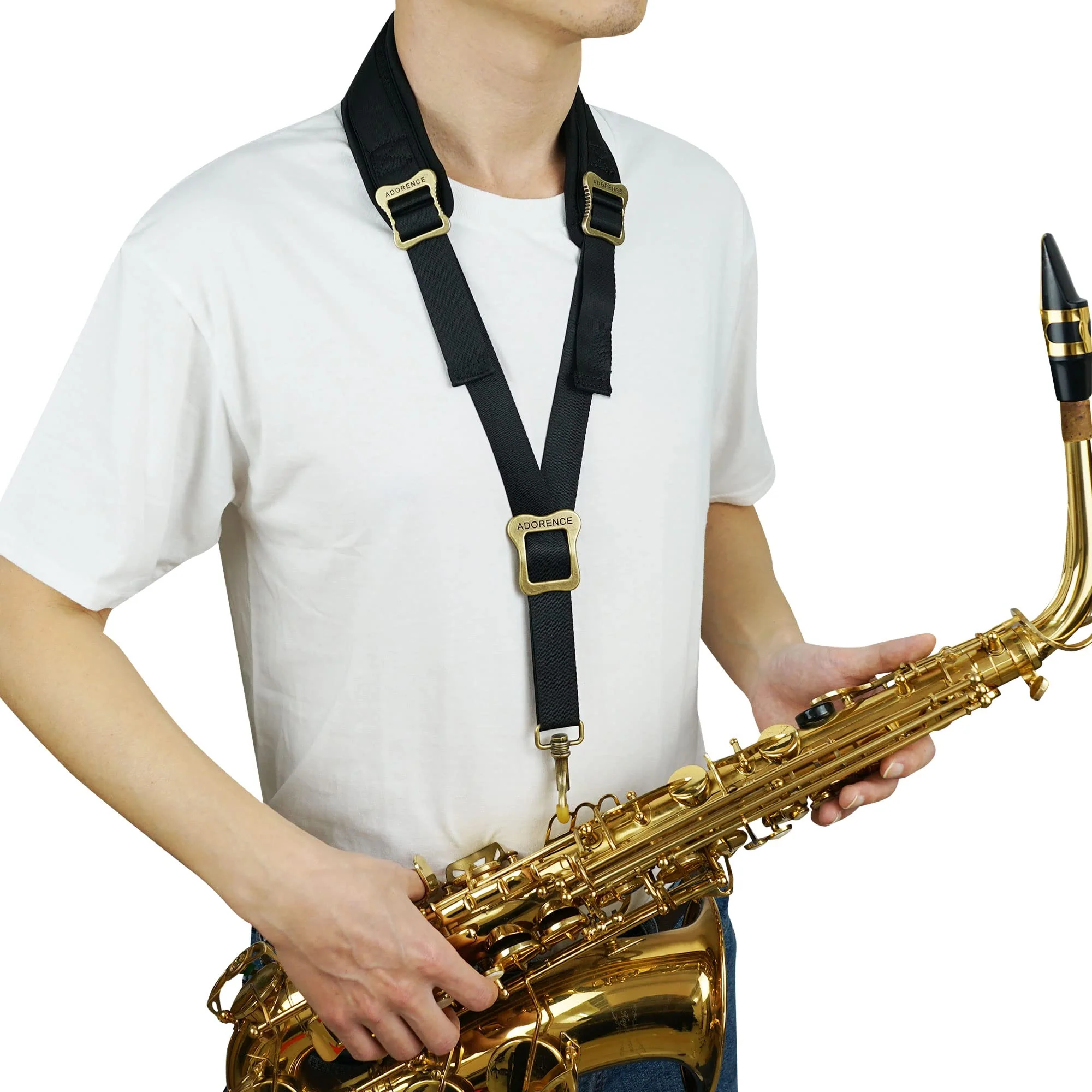 adorence Saxophone Neck Strap with Cushioned Padding & Swivel Metal Hook - Comfortable Sax Strap for Tenor, Alto- Black, Metal Adjuster Black-adjuster - Image 5