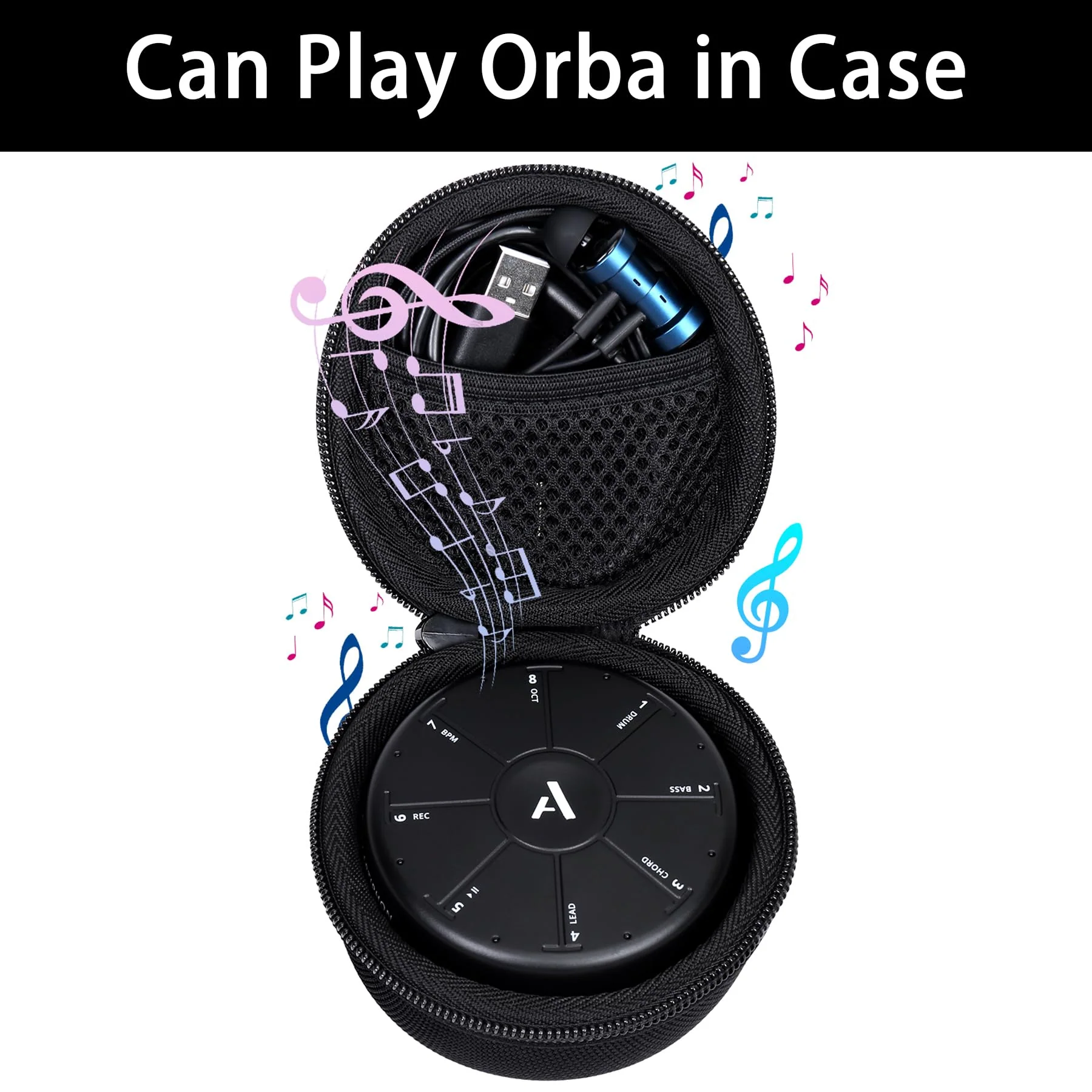 Aenllosi Hard Carrying Case for Artiphon Orba 2/Orba and USB Charging Cable,Portable Electronic Handheld Multi-instrument Compact Organizer with Buckle(Case Only) Black - Image 2