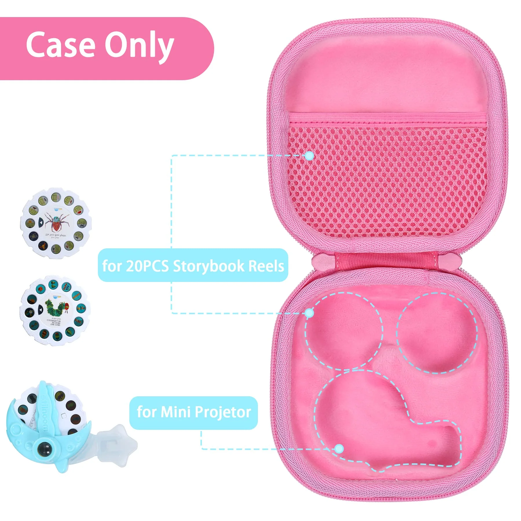 Aenllosi Hard Carrying Case Replacement for Moonlite Mini Projector Gift Pack fits upto 20 Storybook Reels,Storybook Projector Organizer Pink - Image 4