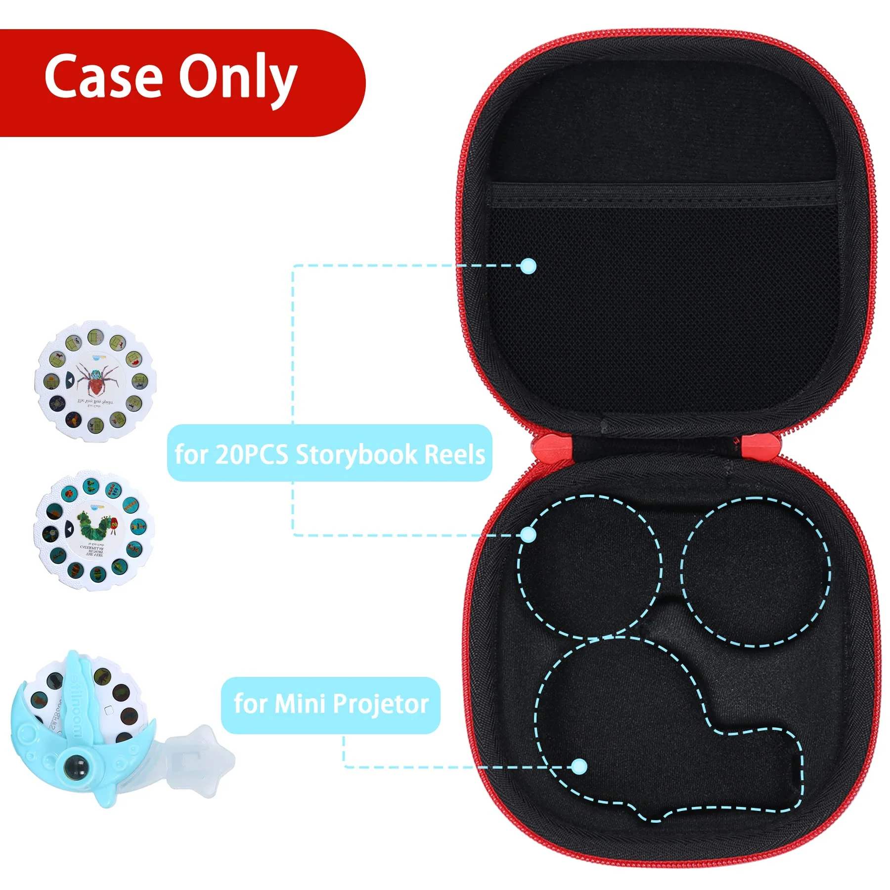 Aenllosi Hard Carrying Case Replacement for Moonlite Mini Projector Gift Pack fits upto 20 Storybook Reels,Storybook Projector Organizer Red - Image 2