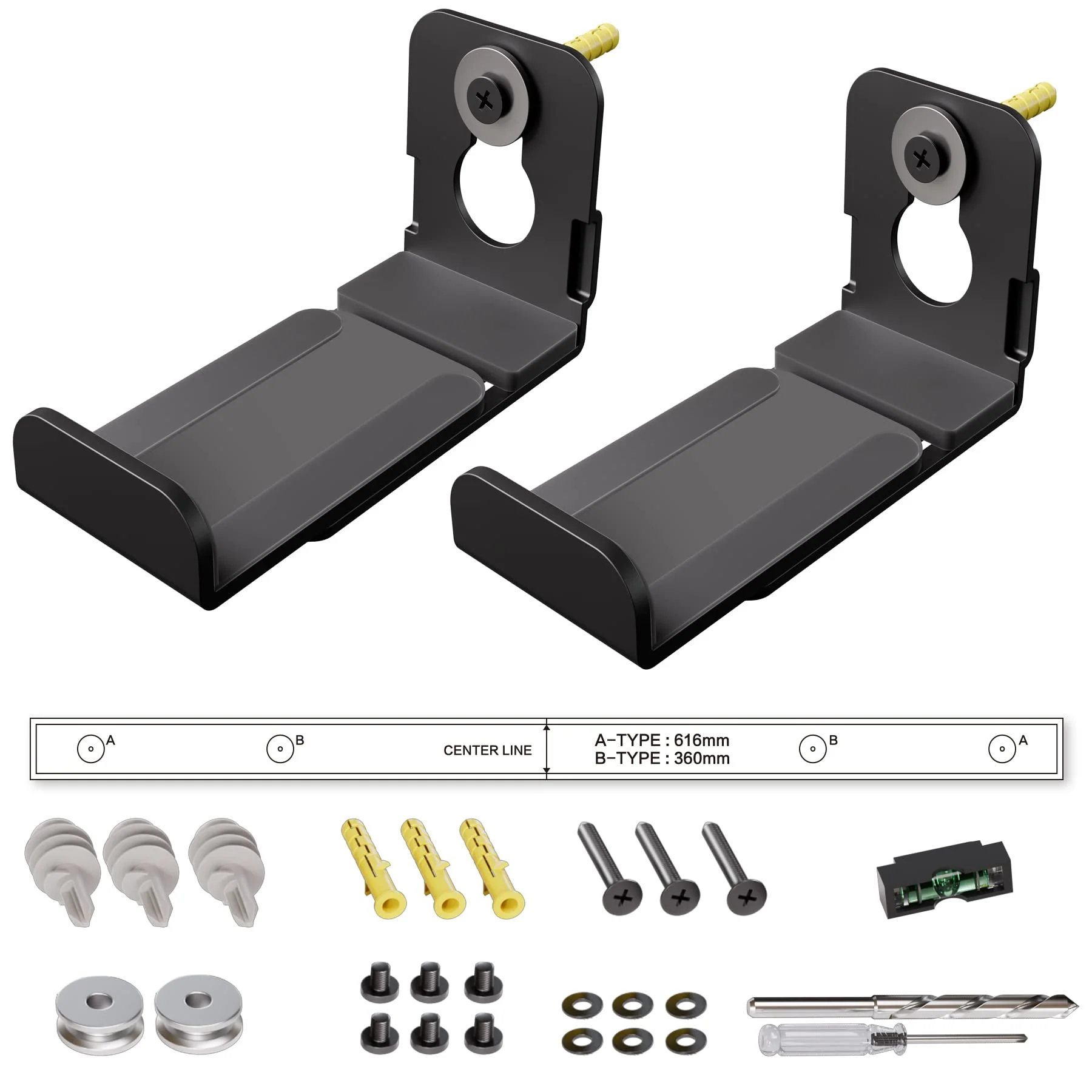 AENTGIU Sound Bar Wall Mount Bracket Universal Speaker Mounting Shelf Adjustable (3.4"-5.8") for Samsung, Vizio, Lg, Sony, JBL, Bose Soundbar Mount with Hardware Kit 1 Set