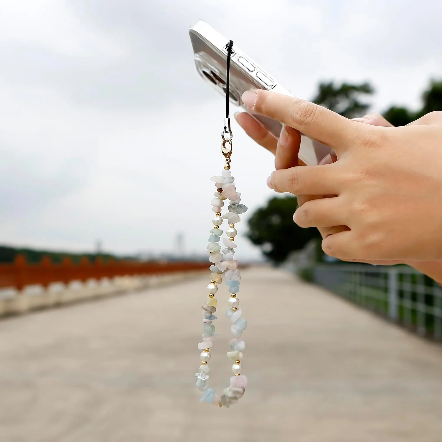 Aesthetic Phone Charm - Natural Quartz & Miyuki Seed Beads Phone Chain Strap - Durable, Versatile, & Stylish Phone Wrist Strap for Personal Items Colorful2 - Image 2