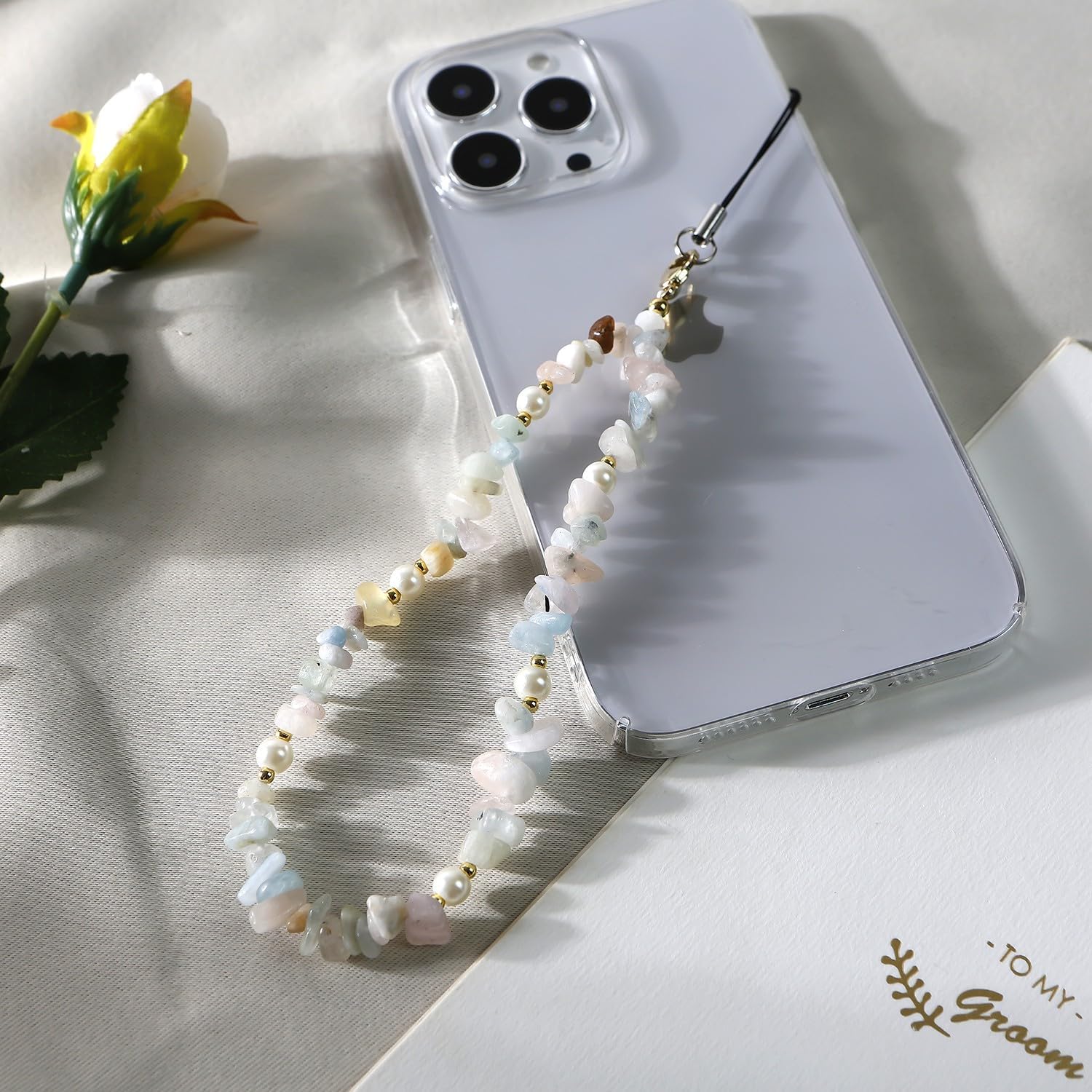 Aesthetic Phone Charm - Natural Quartz & Miyuki Seed Beads Phone Chain Strap - Durable, Versatile, & Stylish Phone Wrist Strap for Personal Items Colorful2 - Image 3