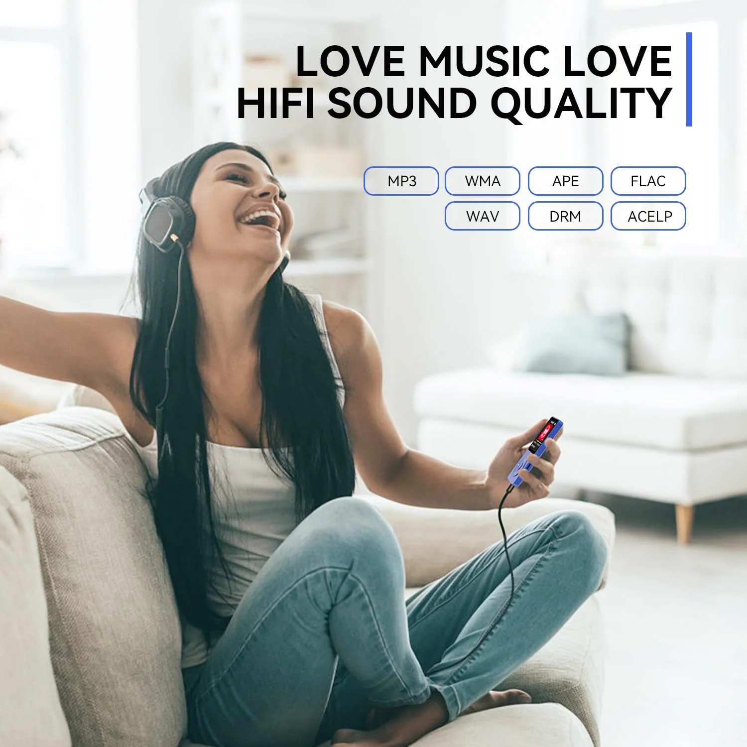 AGPTEK A02 MP3 Player with Bluetooth 5.3, 1.8 inch Screen Portable Music Player with Speaker, FM Radio, Voice Recorder, Supports Expanded Up to 128GB(Blue, 32GB) Blue - Image 3