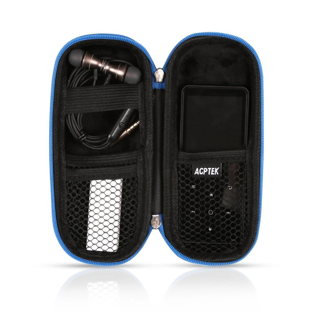 AGPTEK Carrying Case, EVA Zipper Carrying Hard Case Cover for Digital Voice Recorders, MP3 Players, USB Cable, Earphones-Bose QC20, Memory Cards, U Disk, Blue - Image 3