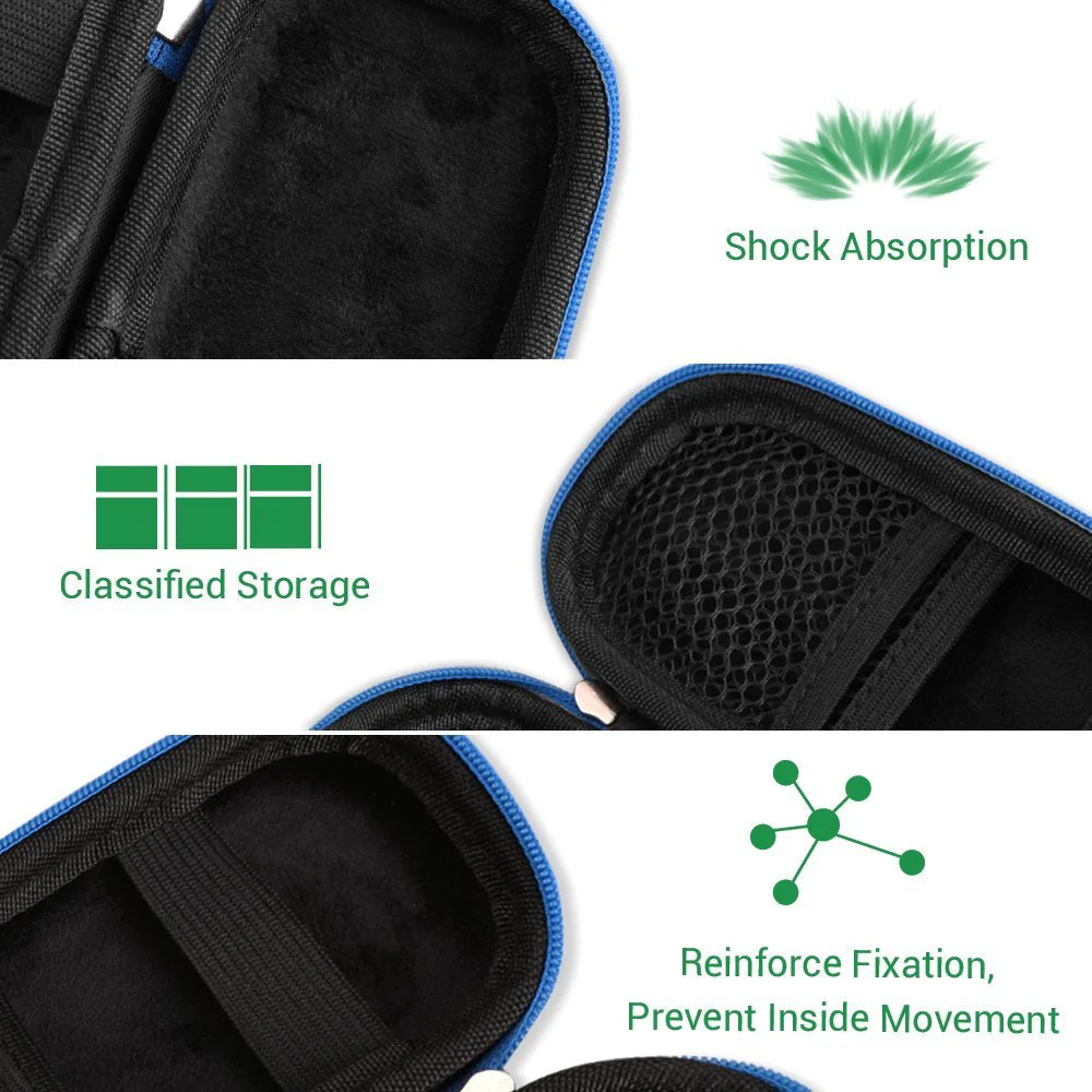 AGPTEK Carrying Case, EVA Zipper Carrying Hard Case Cover for Digital Voice Recorders, MP3 Players, USB Cable, Earphones-Bose QC20, Memory Cards, U Disk, Blue - Image 5