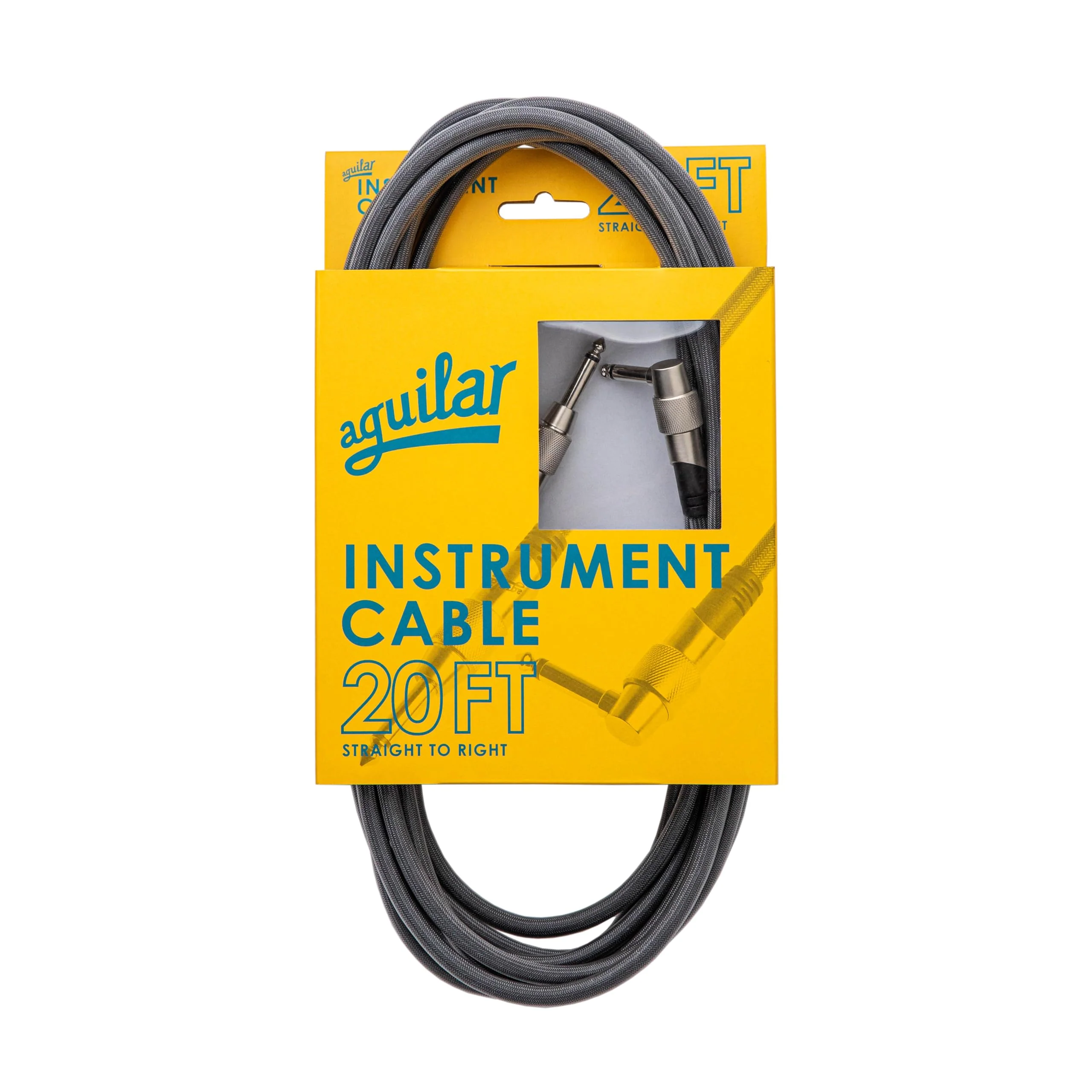 Aguilar 20' Instrument Cable, Right Angle to Straight Connectors 20 ft