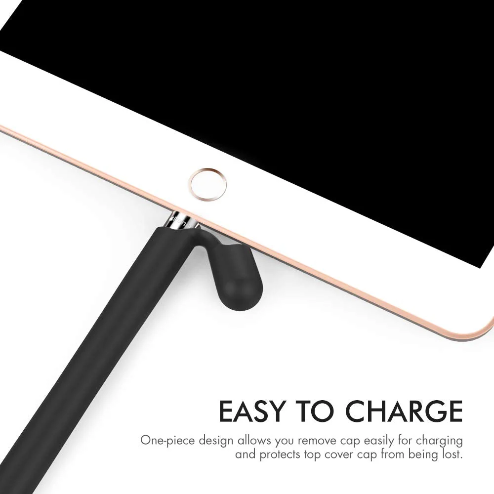 AhaStyle Anti-Slip Case Sleeve Silicone Protective Skin [ Added Cable Adapter Tether Kit] Compatible with Apple Pencil 1st Generation 1 Pack Black - Image 5