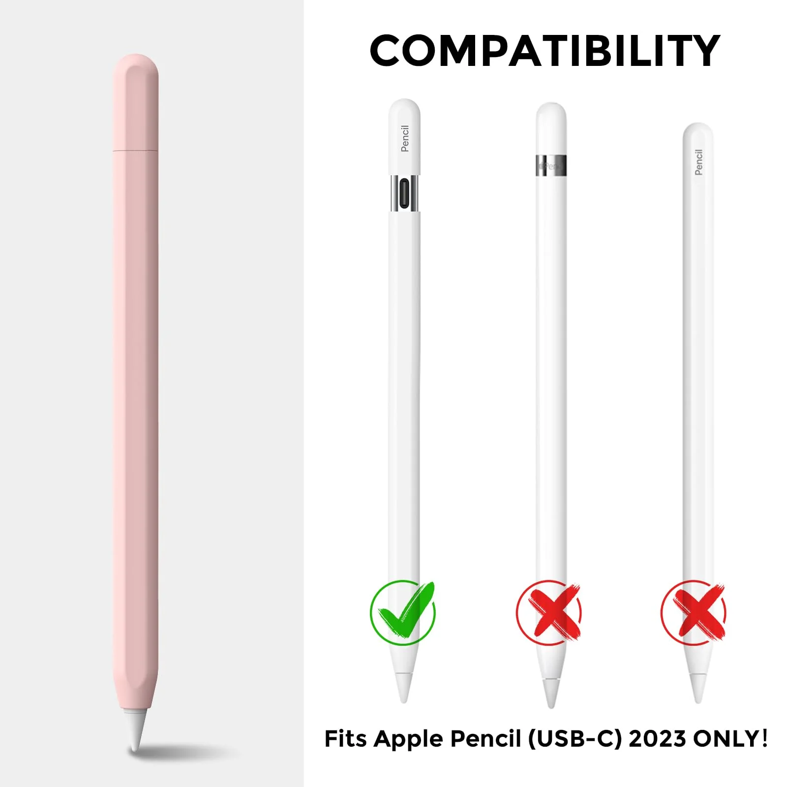 AhaStyle Silicone Case for Apple Pencil (USB-C) 2023 Ultra Thin Protective Cover Skin Apple Pencil Sleeve Anti-Slip Grip Compatible with Apple Pencil USB C (Pink) 1 Pack Pink - Image 2