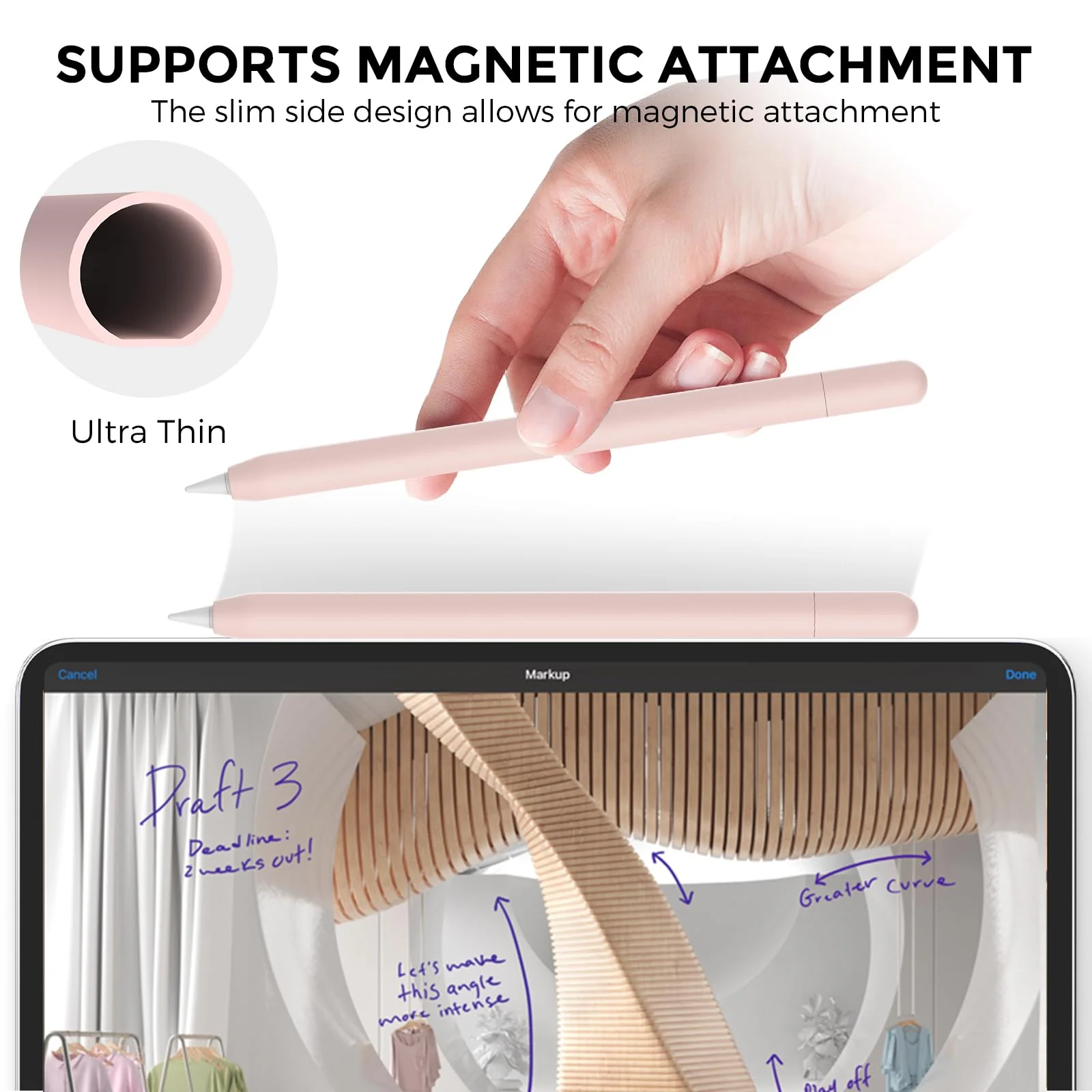 AhaStyle Silicone Case for Apple Pencil (USB-C) 2023 Ultra Thin Protective Cover Skin Apple Pencil Sleeve Anti-Slip Grip Compatible with Apple Pencil USB C (Pink) 1 Pack Pink - Image 4