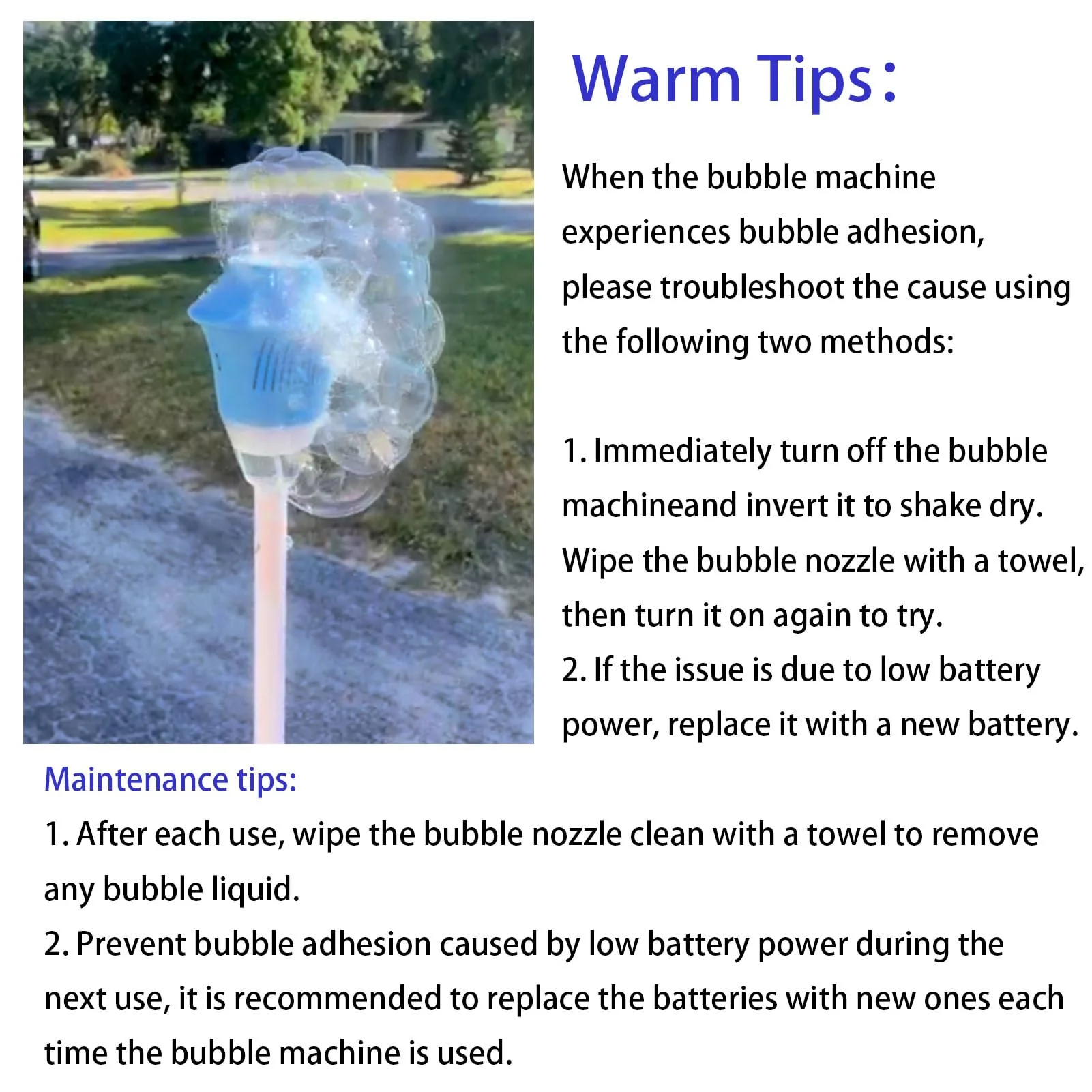 AIERSA Bubble Machine Automatic,Height 47 Inches Vertical Bubble Machine for Parties, Outdoor Battery Bubble Maker with Lights,No Spill Bubble Blower Machine for Wedding Kids Toddlers Birthday Party 1pcs Blue - Image 6