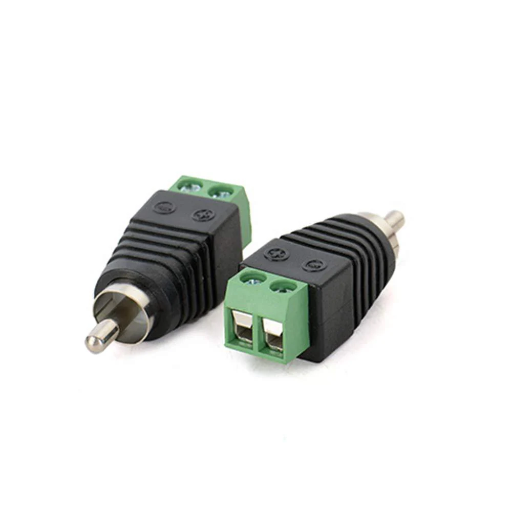 AILTECK RCA Cable Audio Adapter, Phono Speaker Wire to Male RCA Connector Adapter Plug, AV Screw Terminal solderless Adapter(2-Pack) 2-PACK