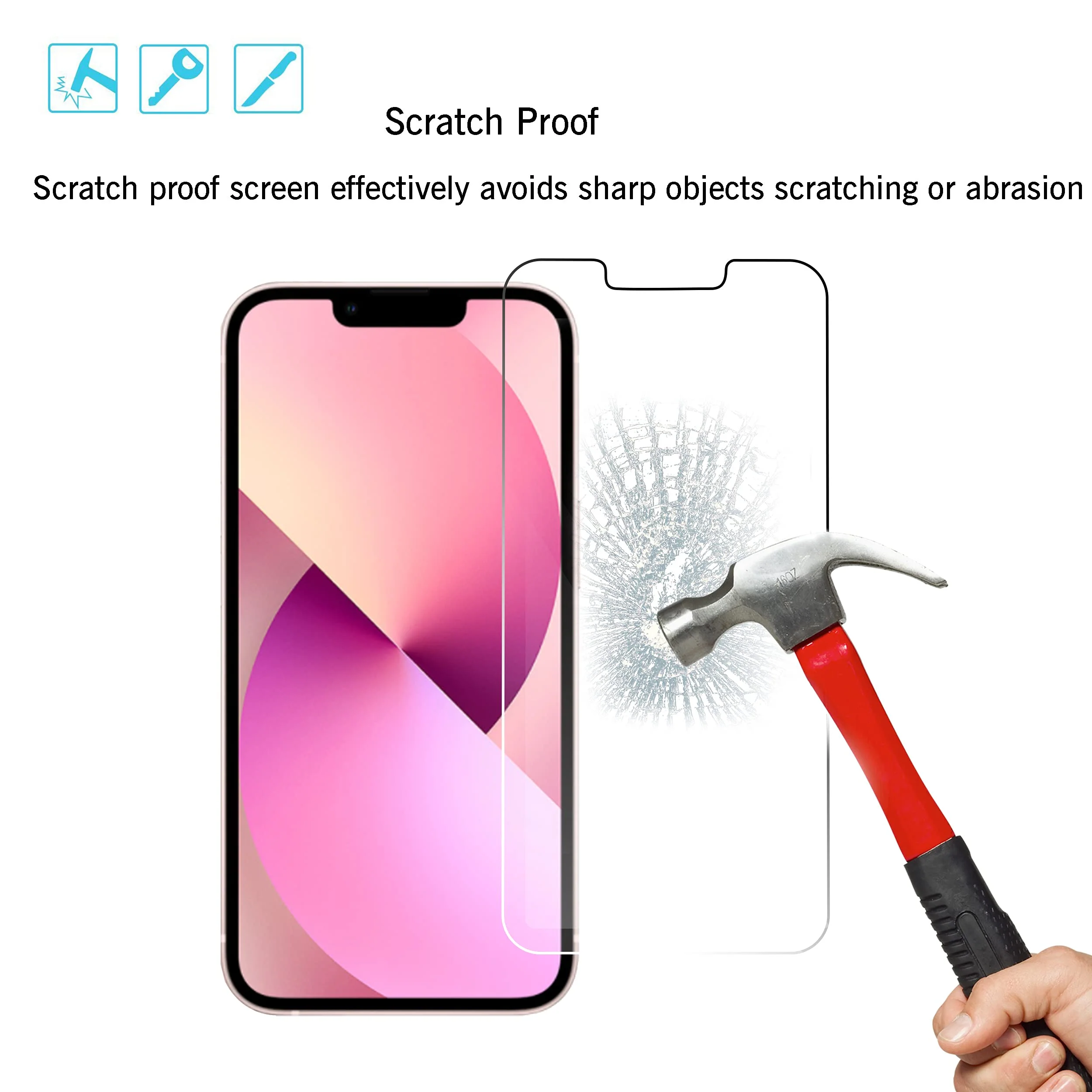 Ailun Glass Screen Protector for iPhone 14 / iPhone 13 / iPhone 13 Pro [6.1 Inch] Display 3 Pack Tempered Glass, Case Friendly iPhone 14/13/13 Pro-6.1 Inch - Image 3