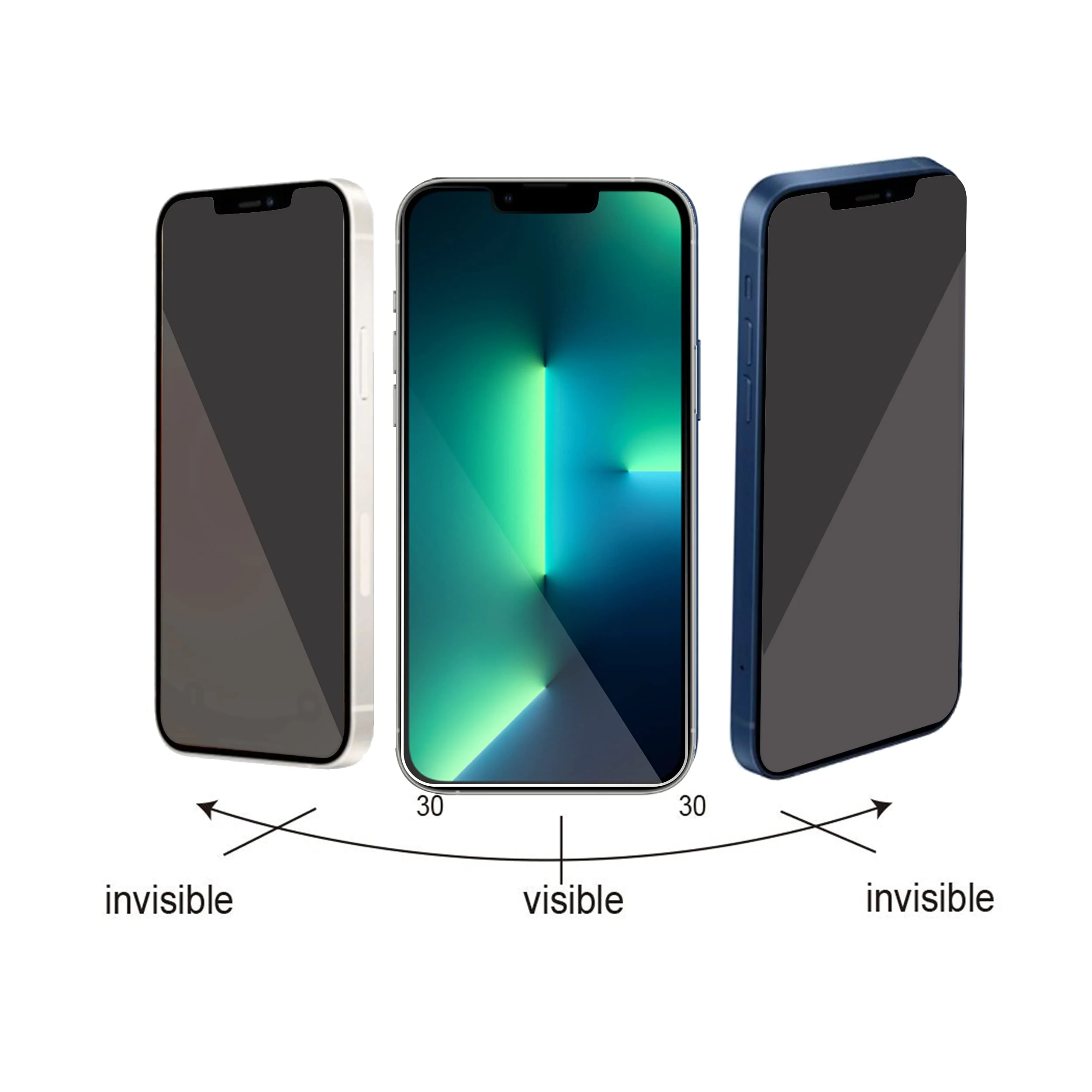 Ailun Privacy Screen Protector for iPhone 14 / iPhone 13 / iPhone 13 Pro [6.1 Inch] 2 Pack Anti Spy Private Tempered Glass Anti-Scratch Case Friendly [Black] [Not for iPhone 13 Pro Max] [2 Pack] iPhone 14/13/13 Pro-6.1 Inch - Image 3