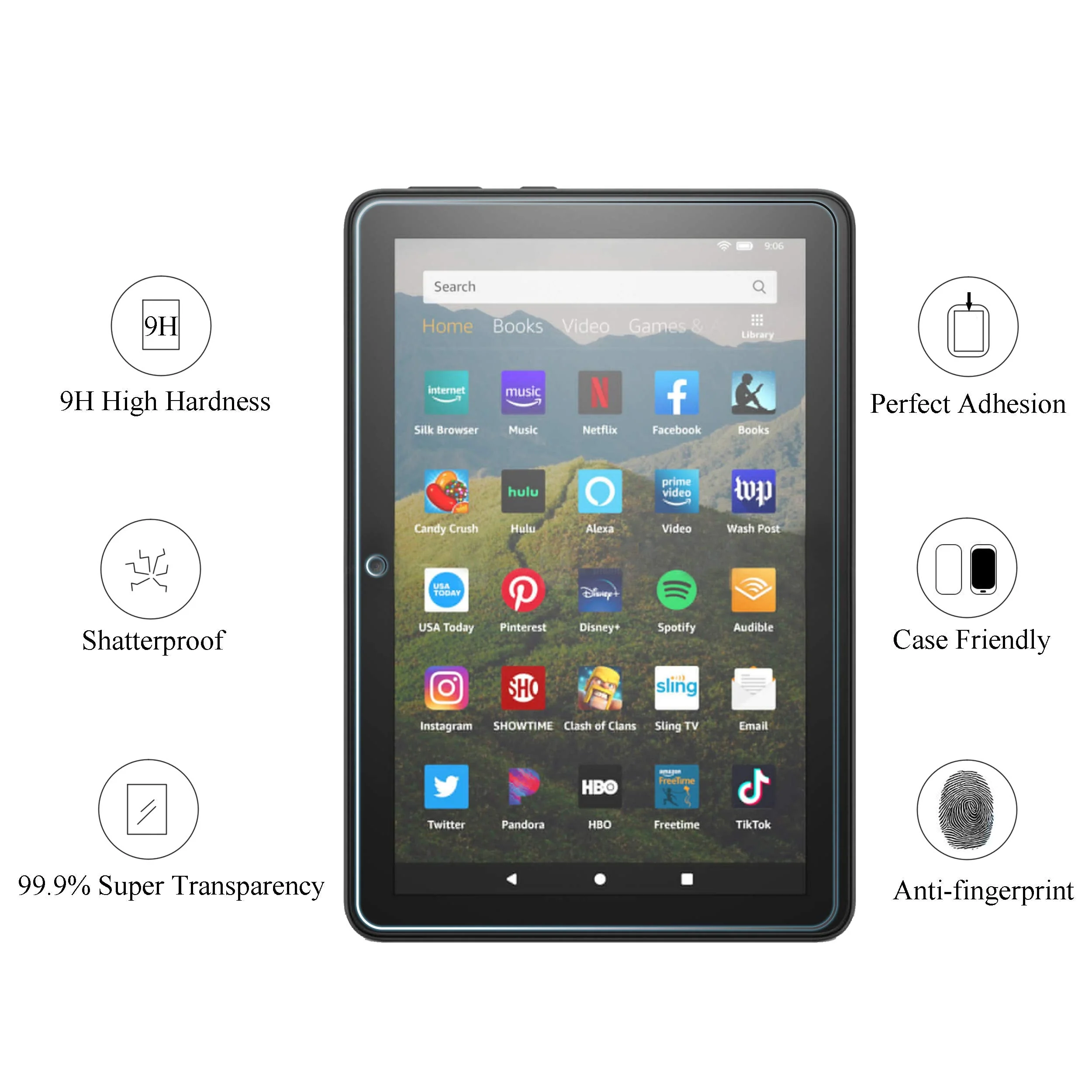 Ailun Screen Protector for Amazon Kindle Fire HD 8/8 Plus/Kids [8 inch] 2022&2020 Released - 0.33mm Tempered Glass, Ultra Clear, Anti-Scratch, Case Friendly - Image 2