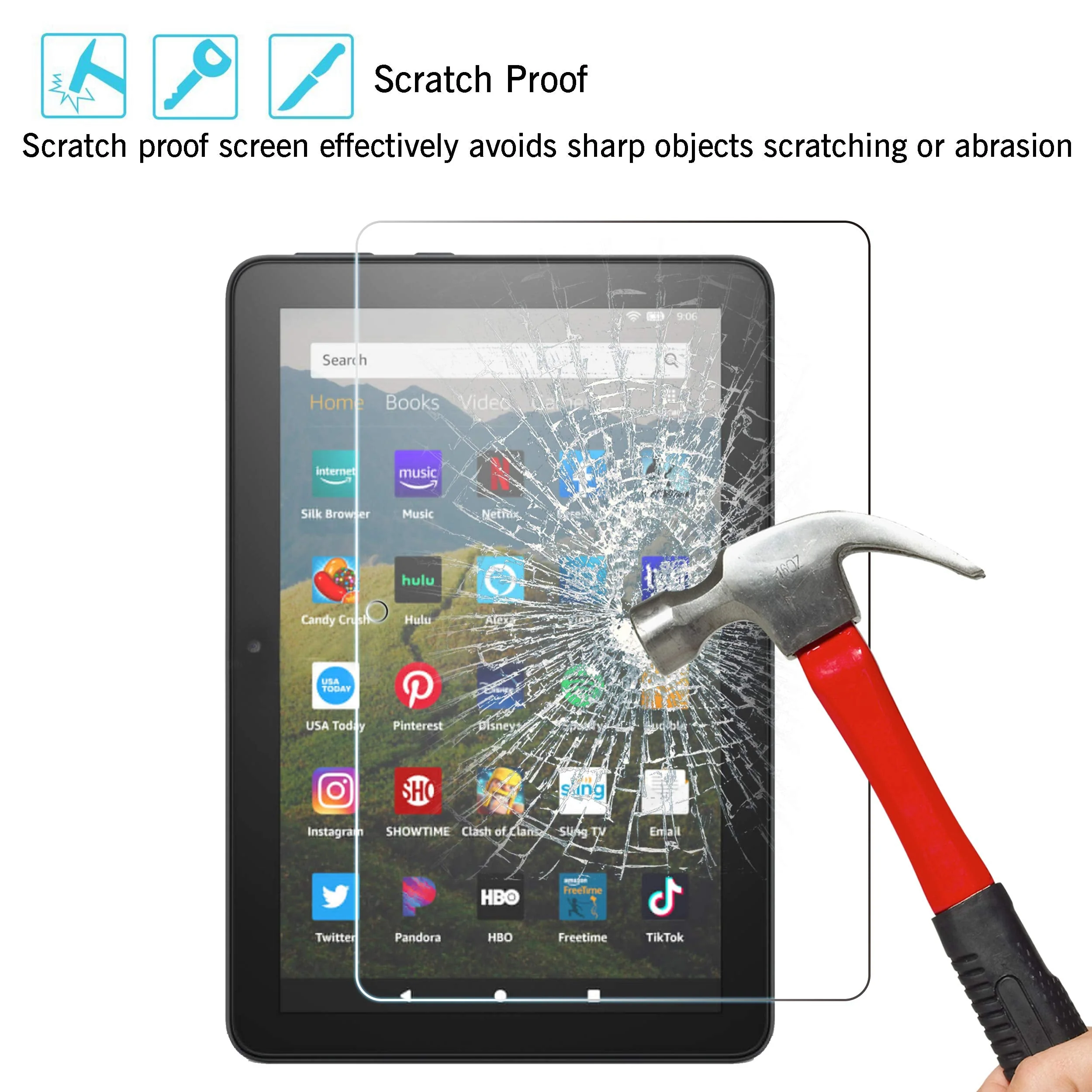 Ailun Screen Protector for Amazon Kindle Fire HD 8/8 Plus/Kids [8 inch] 2022&2020 Released - 0.33mm Tempered Glass, Ultra Clear, Anti-Scratch, Case Friendly - Image 3