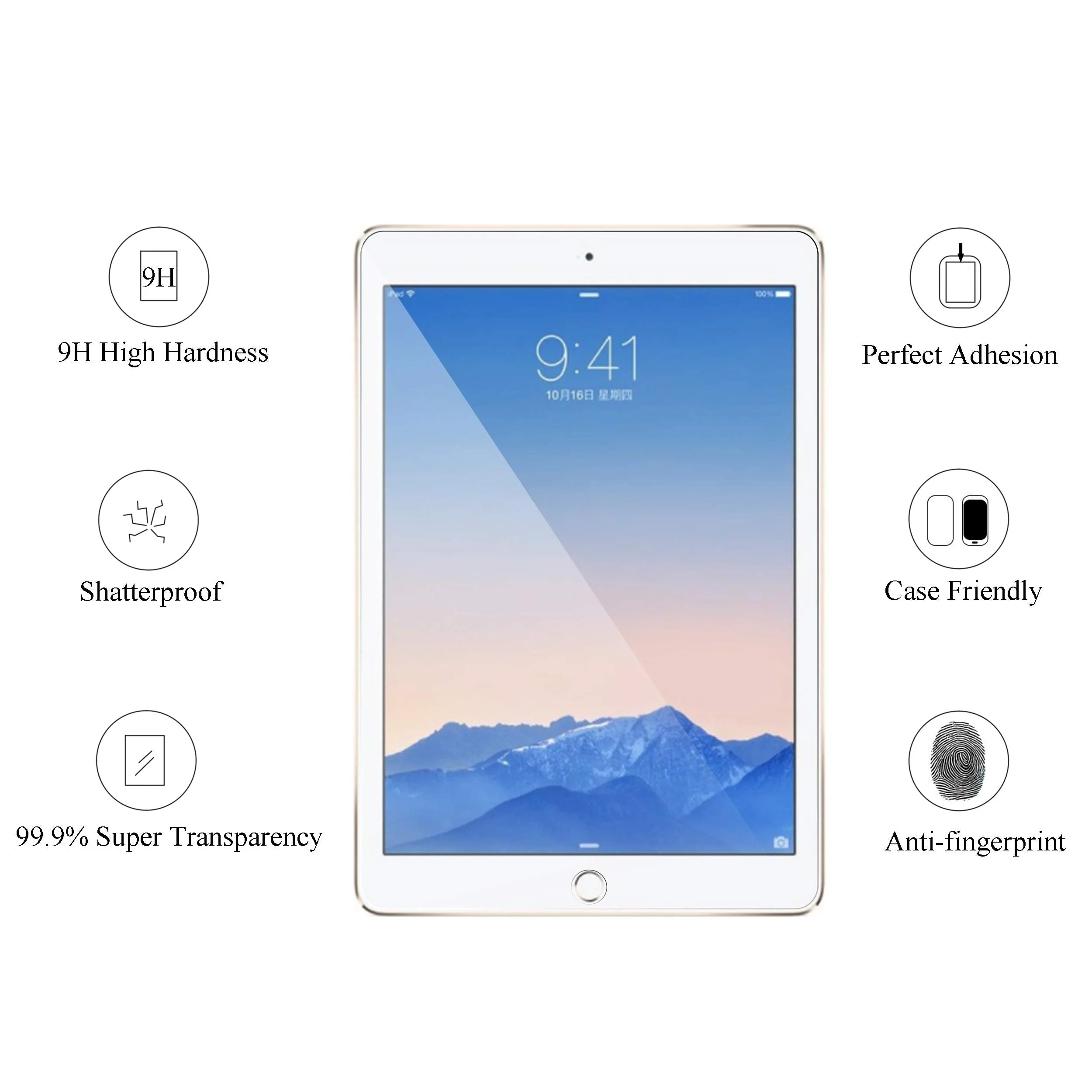 Ailun Screen Protector for iPad (9.7-Inch,2018/2017 Model,6th/5th Generation),iPad Air 1,iPad Air 2,iPad Pro 9.7-Inch 2016,Tempered Glass Film,Apple Pencil Compatible,Case Friendly - Image 4