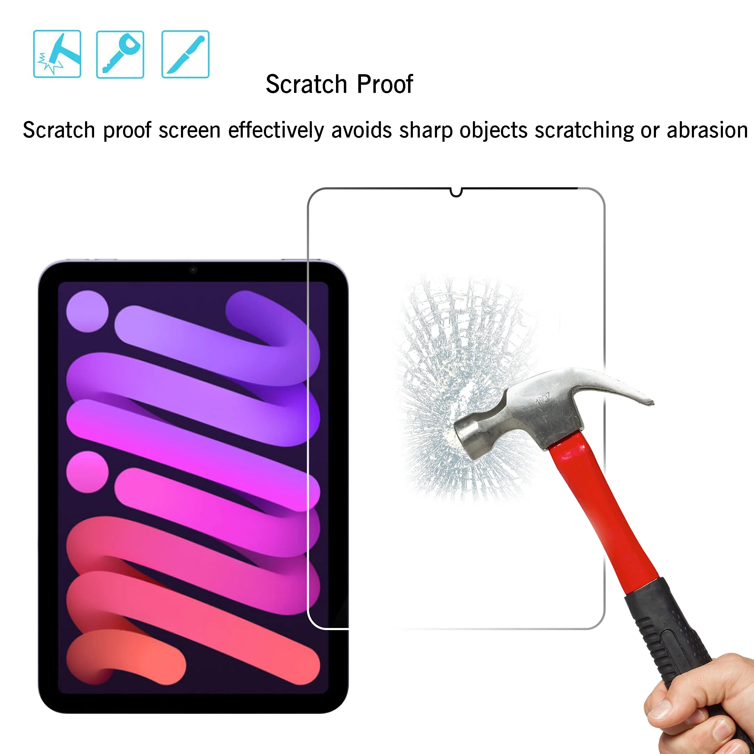 Ailun Screen Protector for iPad Mini 6[8.3 Inch] [2021 Release] Tempered Glass 2.5D Edge Ultra Clear Transparency, Anti-Scratches Case Friendly [2 Pack] 1 - Image 3