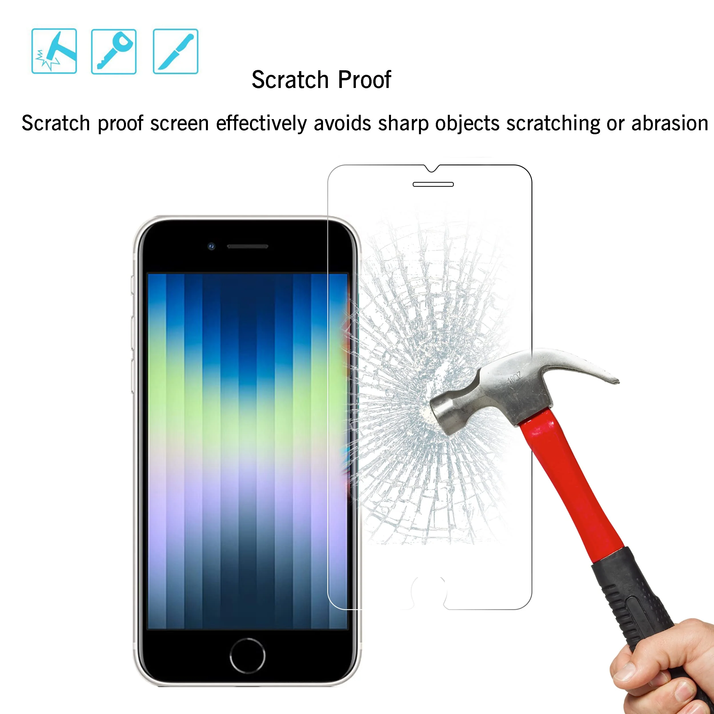 Ailun Screen Protector for iPhone SE 2020 2nd/2022 3rd Generation, iPhone 8,7,6s,6, 4.7-Inch Tempered Glass 0.25mm Case Friendly 3 Pack Clear - Image 3