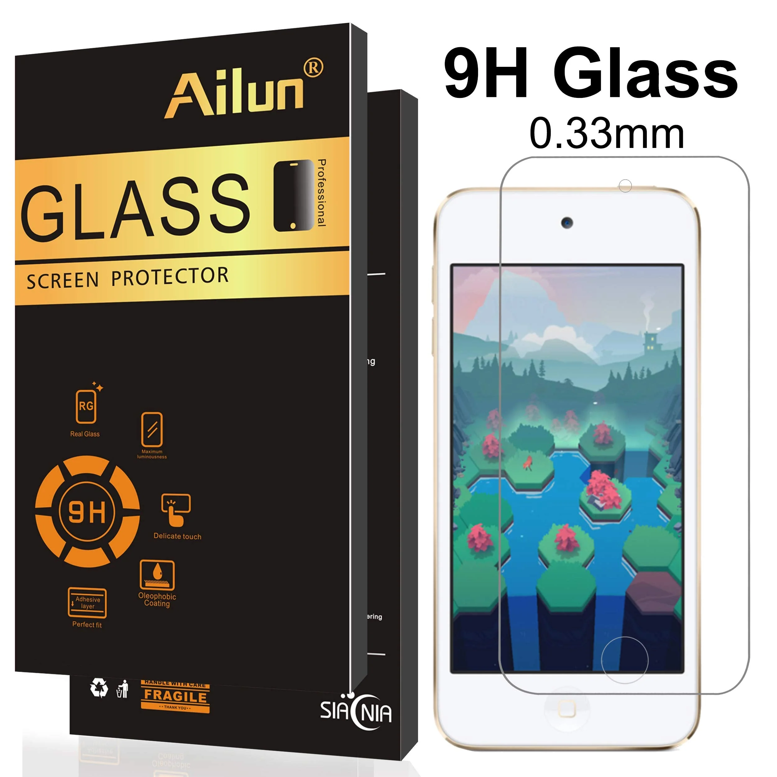 Ailun Screen Protector for iPod Touch 7/6/5 Curved Edge Tempered Glass 3Pack Compatible with iPod Touch 7th Generation 2019 Released 6th Generation 2015 Released 5th Generation Case Friendly - Image 2