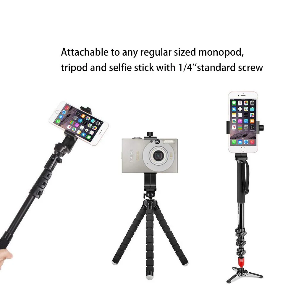 Ailun Tripod Phone Mount Holder Head Standard Screw Adapter Rotatable Digtal Camera Bracket,Compatible for Most Cellphones iPhone black - Image 5
