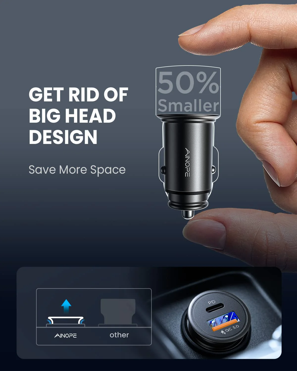 AINOPE for【Apple MFi Certified】 67.5W iPhone Car Charger Fast Charging Cigarette Lighter USB Charger, Mini USB C Car Charger Adapter for iPhone 14/14 Pro Max/14 Plus/13/12 Black - Image 7