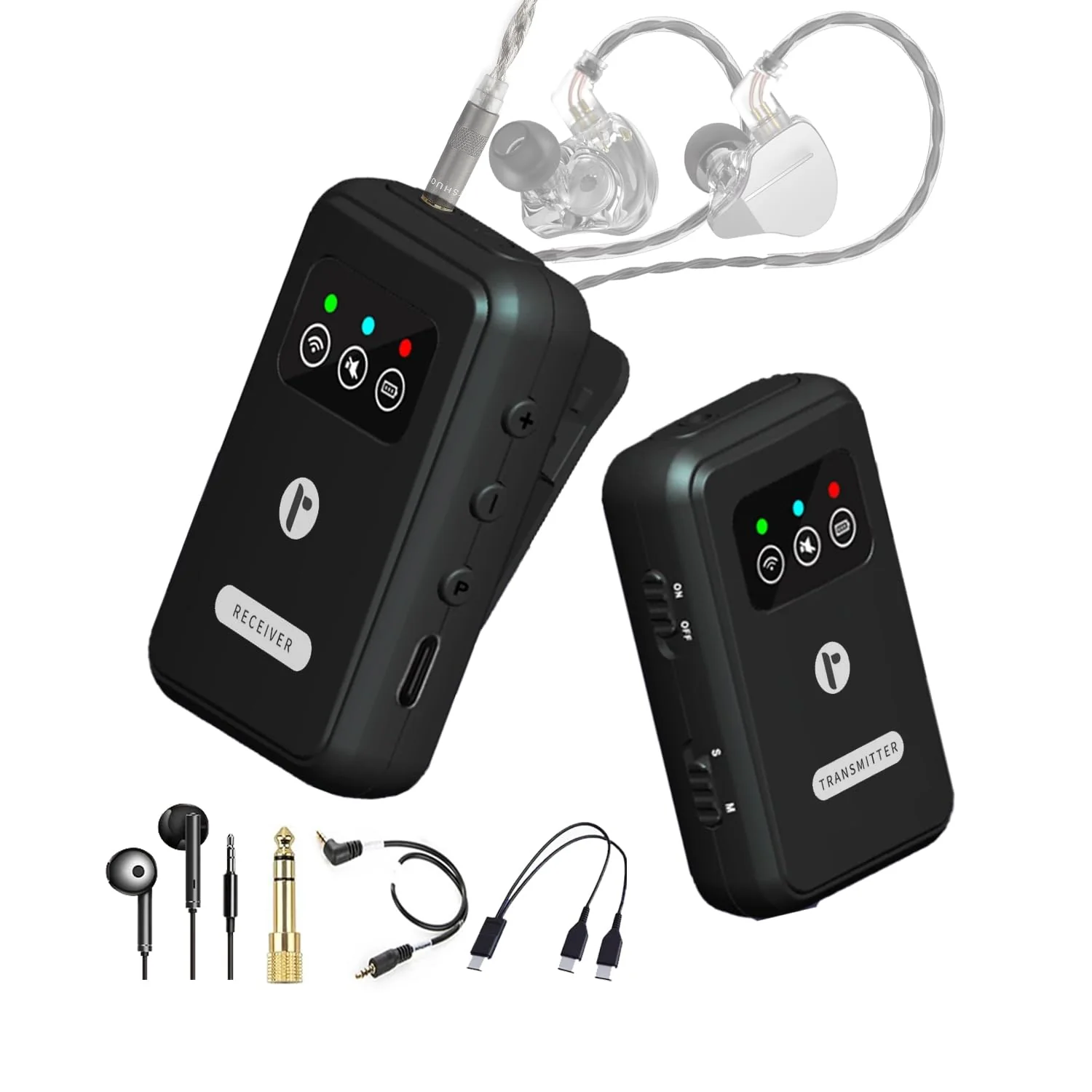 AirLink V2 - Wireless IEM 2.4 GHz Adapter with In Ear Monitor System, Automatic Pairing, Lossless Audio, 165ft Range, 12-Hour Battery Life, and Ultra-Low 5ms Latency - Perfect for Free Movement and Professional Use RL-IEM-W1