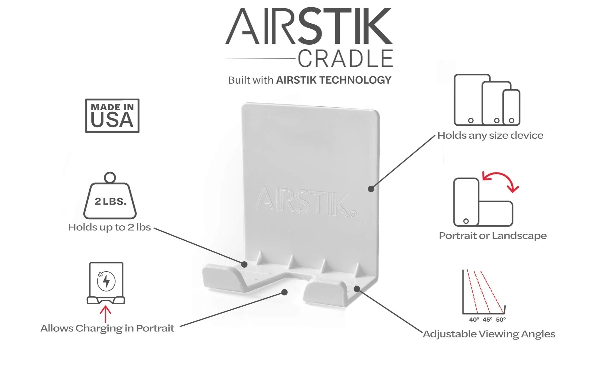 AIRSTIK Cradle Glass Mount Phone Holder Reusable TikTok Facetime Compatible with iPhone iPad Cell Phone for Bathroom Kitchen Shower Dorm Office Made in USA Glass, Mirrors, Windows (White) White - Image 5