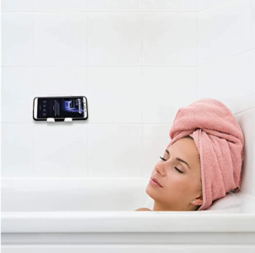 AIRSTIK Cradle Glass Mount Phone Holder Reusable TikTok Facetime Compatible with iPhone iPad Cell Phone for Bathroom Kitchen Shower Dorm Office Made in USA Glass, Mirrors, Windows (White) White - Image 9