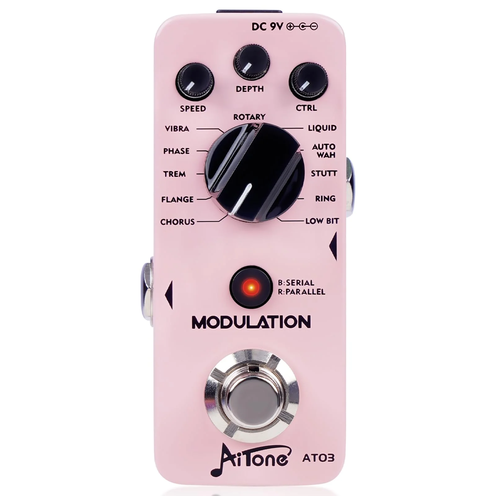 AITONE Modulation Pedal for Electric Guitar with Chorus Flanger Tremolo Phaser Vibrato Multi Digital Guitar Pedals 11 Modulation Modes (AT-03) Light pink