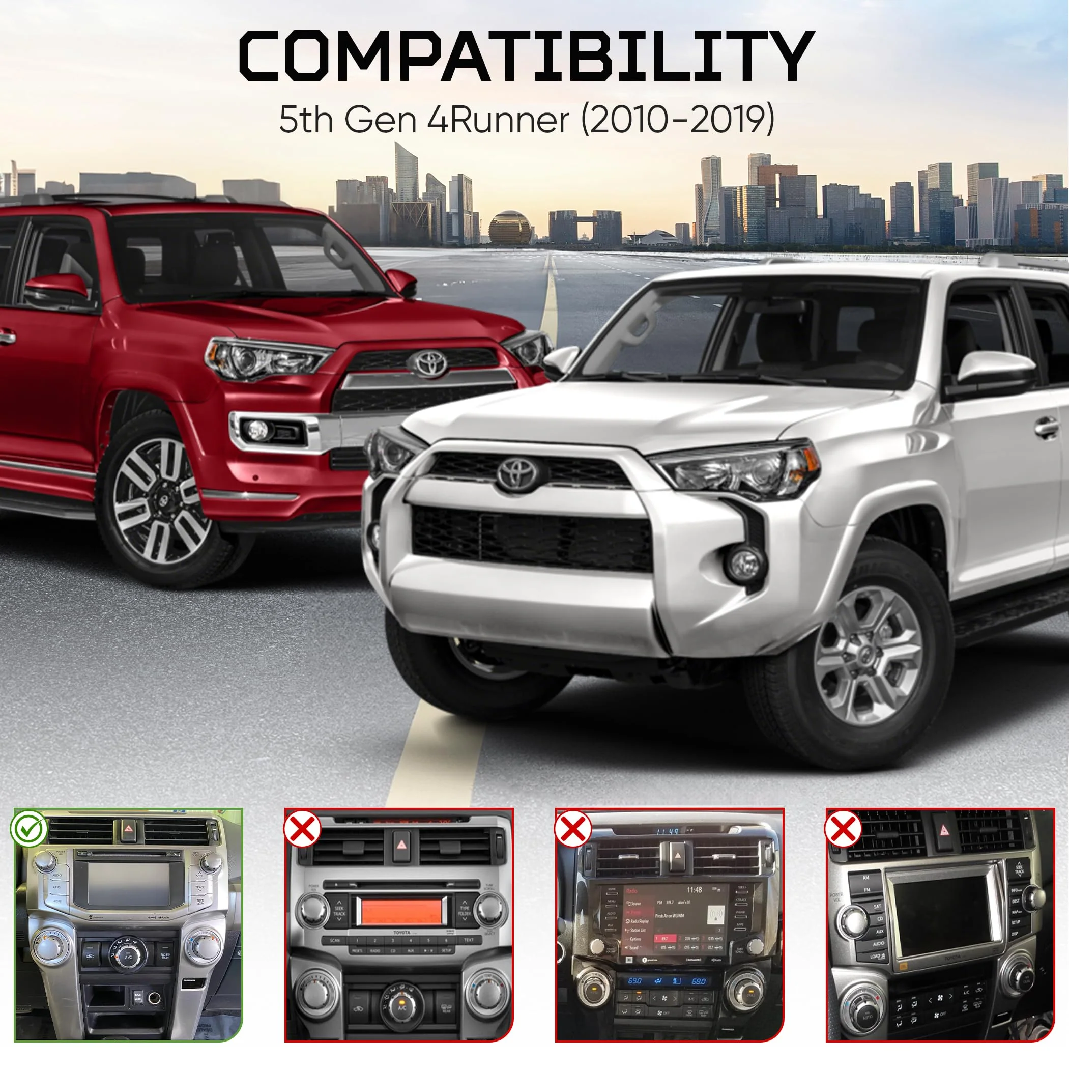 AJT DESIGN Radio Knobs for 5th Gen 4Runner (2010-2019)| Matte Black Car Radio Knobs| 2 Plastic Stereo Replacement knobs | Easy Installation | Made in USA - Image 2