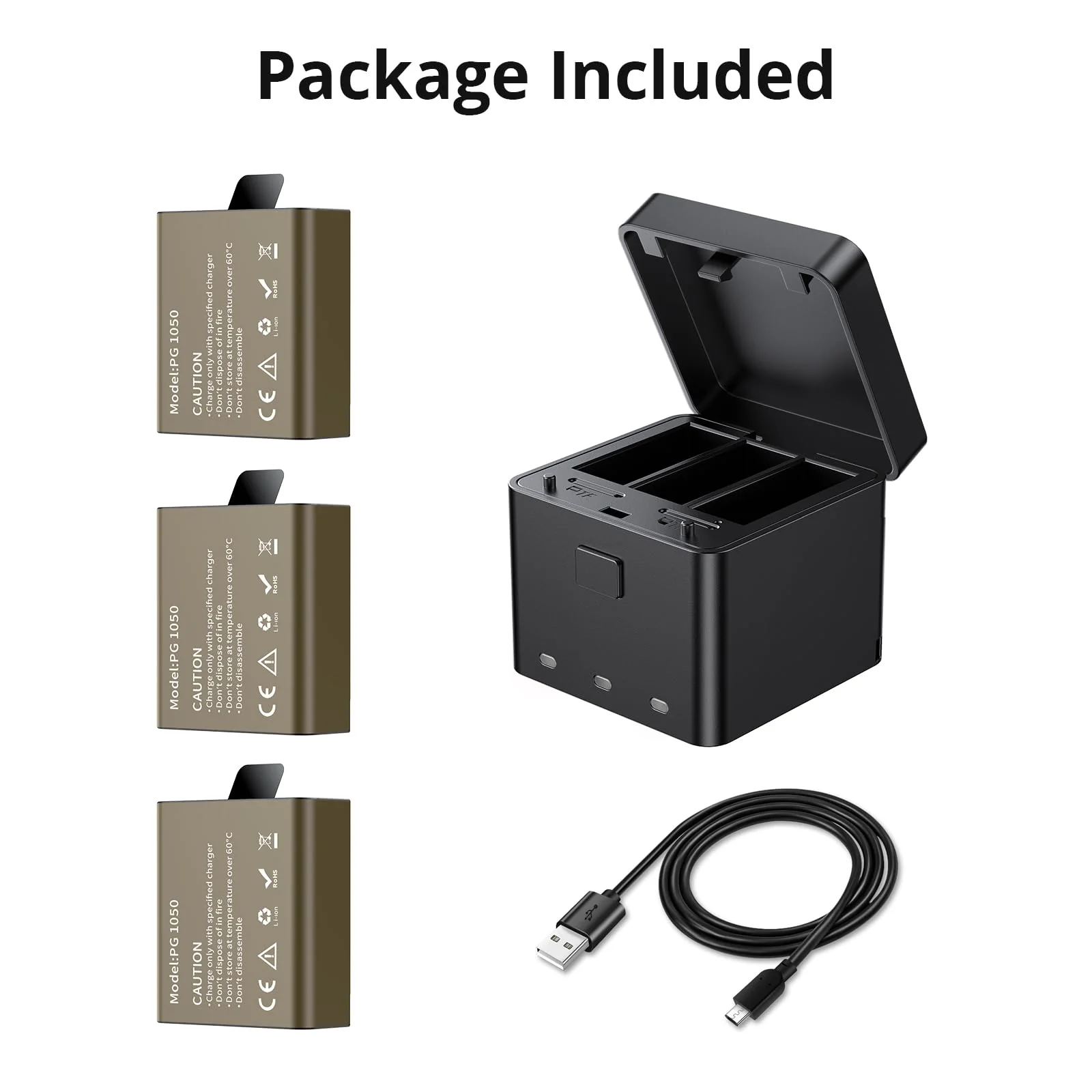 AKASO 3 x 1050mAh Rechargeable Action Camera Battery with 3-Channel Charger EK7000/Brave 4/EK7000 Pro Data Transfer with Micro SD Storage Slots - Image 7