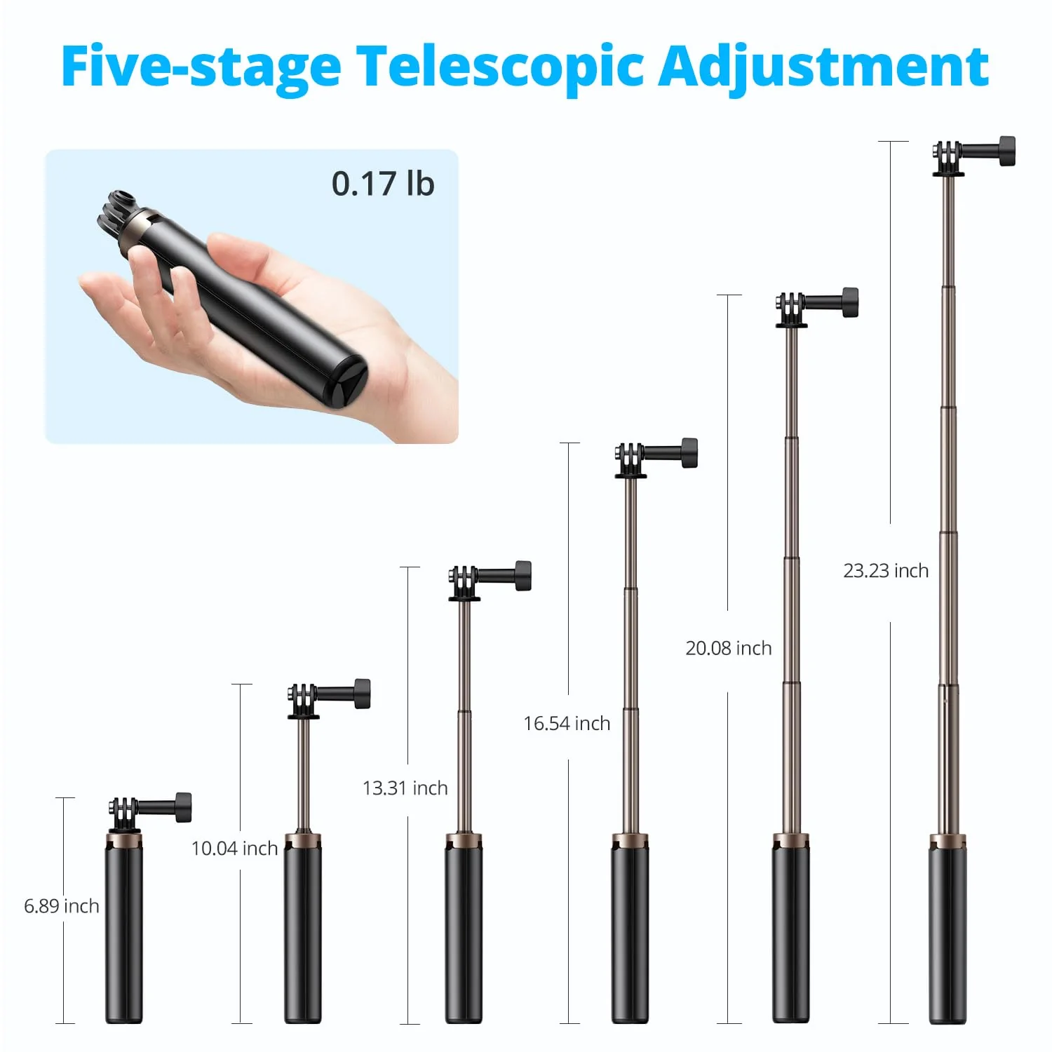 AKASO 60cm Selfie Stick Tripod Lightweight 5 Leve Extension for Shooting Video Vlog Accessories Compatible with AKASO Action Camera EK7000/Brave 4/Brave 7 LE/Brave 7/GoPro Hero12/11/10/ 9/Max/DJI Osmo (60cm) Selfie Stick Tripod - Image 2