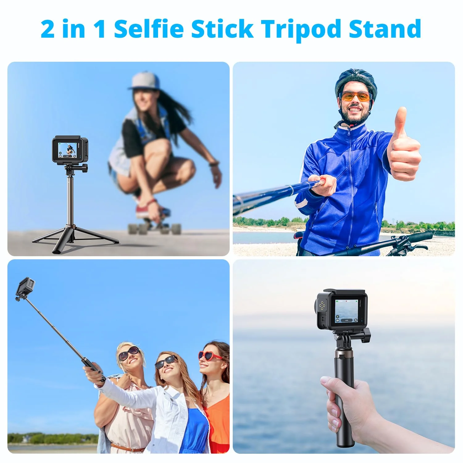AKASO 60cm Selfie Stick Tripod Lightweight 5 Leve Extension for Shooting Video Vlog Accessories Compatible with AKASO Action Camera EK7000/Brave 4/Brave 7 LE/Brave 7/GoPro Hero12/11/10/ 9/Max/DJI Osmo (60cm) Selfie Stick Tripod - Image 5