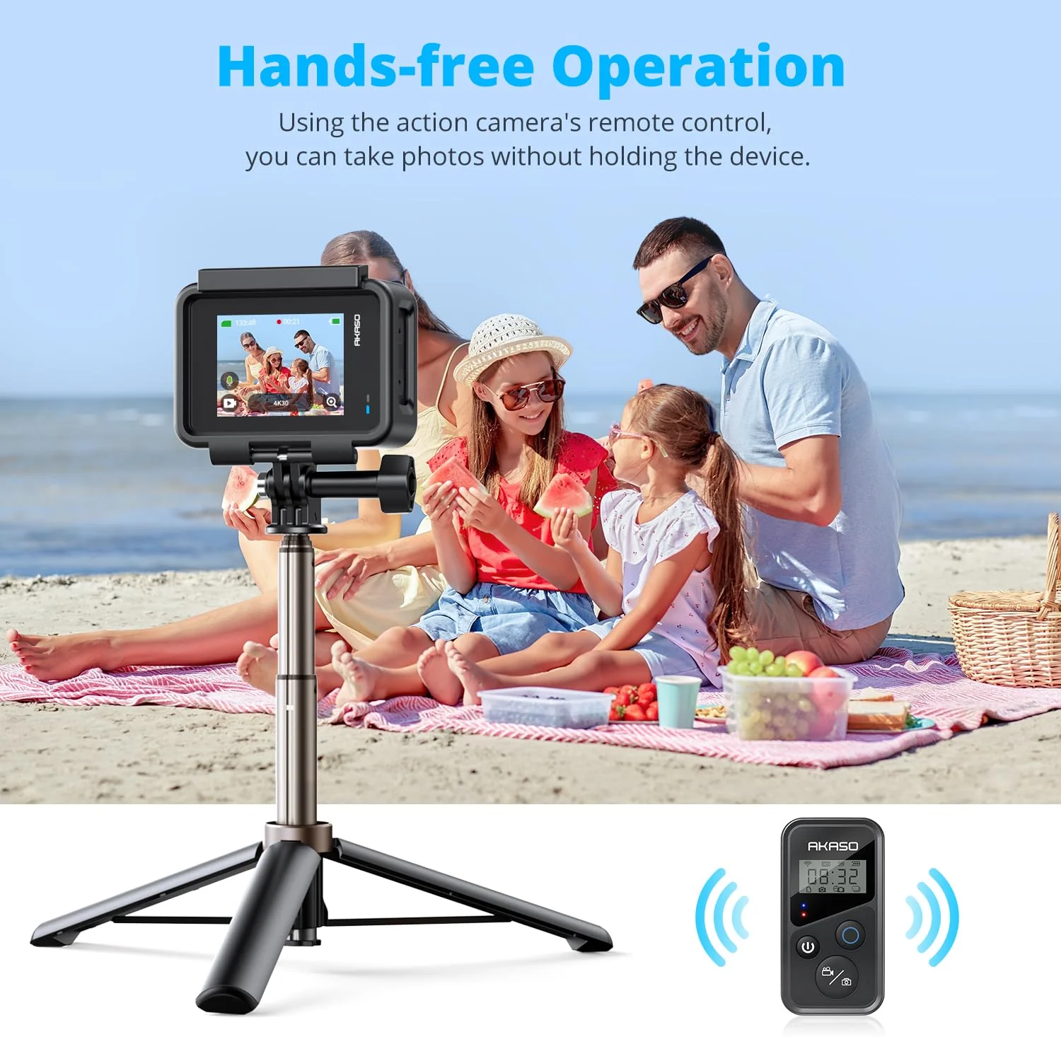 AKASO 60cm Selfie Stick Tripod Lightweight 5 Leve Extension for Shooting Video Vlog Accessories Compatible with AKASO Action Camera EK7000/Brave 4/Brave 7 LE/Brave 7/GoPro Hero12/11/10/ 9/Max/DJI Osmo (60cm) Selfie Stick Tripod - Image 6
