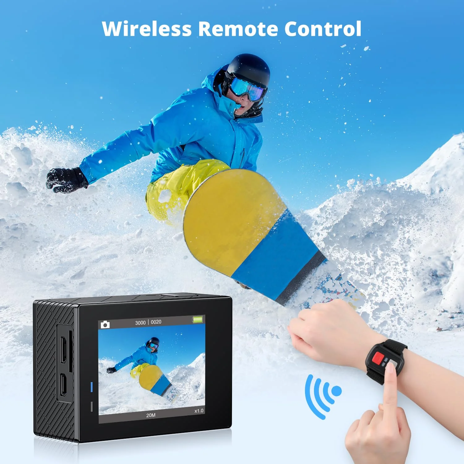 AKASO Brave 4 4K30fps 20MP WiFi Action Camera Ultra Hd with EIS 131ft Waterproof Camera Remote Control 5xZoom Underwater Camcorder with 2 Batteries and Helmet Accessories Kit - Image 5