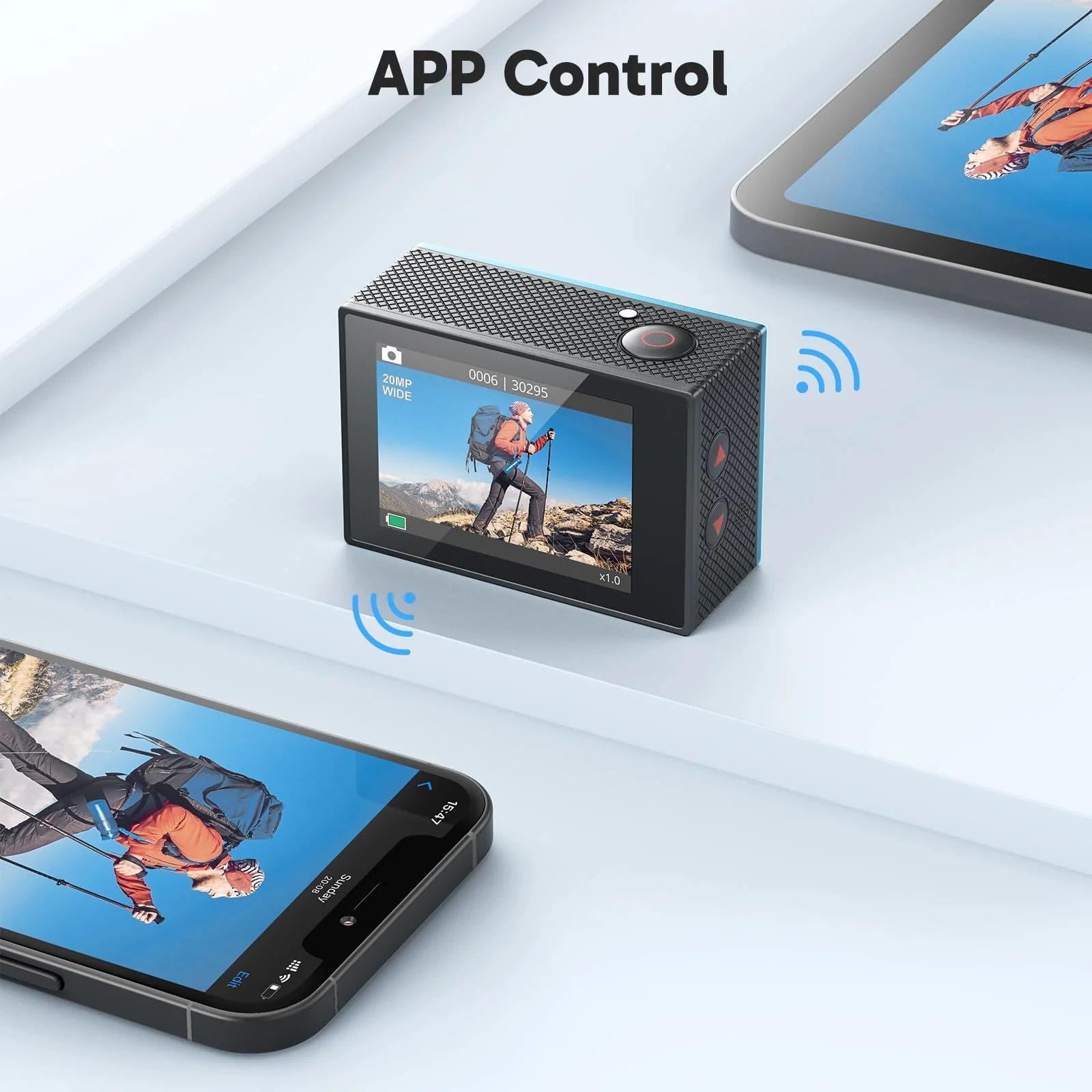 AKASO EK7000 4K30FPS 20MP WiFi Action Camera with EIS Ultra HD Underwater Camera 131FT Waterproof Camera Remote Control 4X Zoom Support External Microphone Blue - Image 7