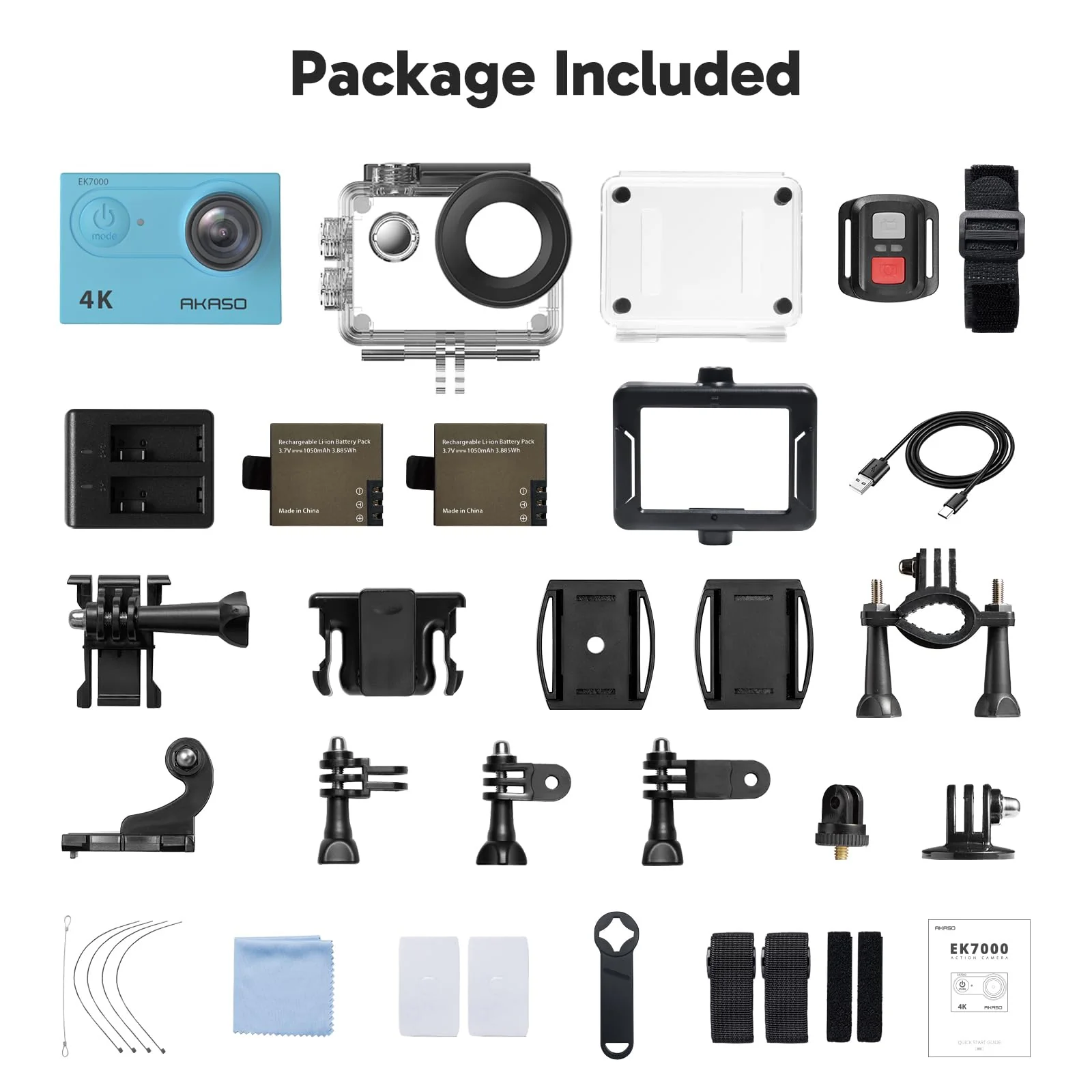 AKASO EK7000 4K30FPS 20MP WiFi Action Camera with EIS Ultra HD Underwater Camera 131FT Waterproof Camera Remote Control 4X Zoom Support External Microphone Blue - Image 9