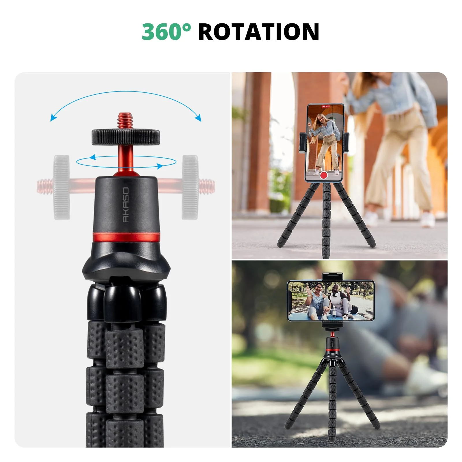 AKASO Mini Flexible Tripod Stand Travel Octopus Tripod with 1/4'' Screw for Magic Arm, Compatible with AKASO Action Camera EK7000/Brave 4/Brave 7 LE/Brave 7/GoPro Hero12/11/10/ 9/Max/DJI Osmo Action - Image 5