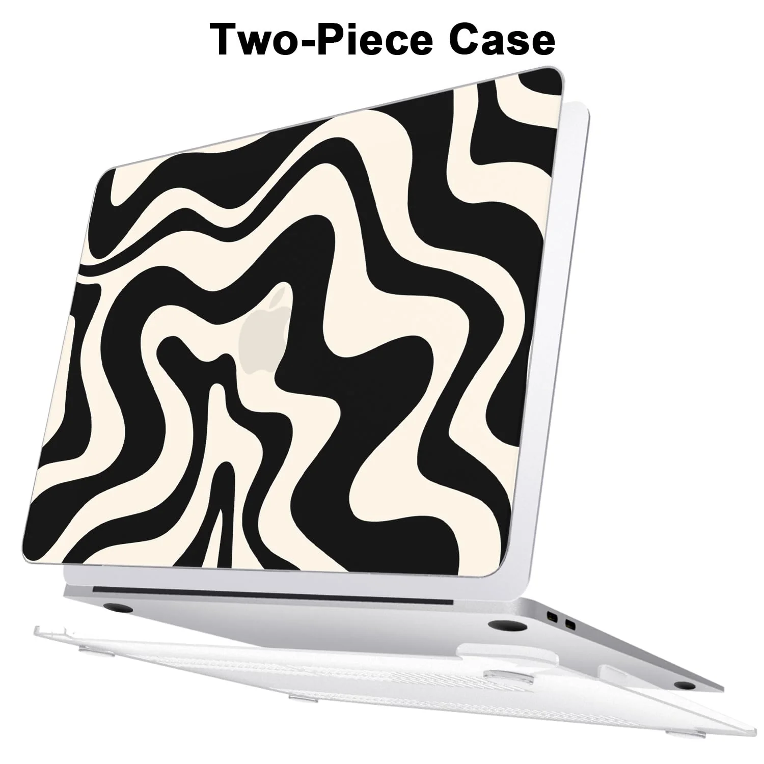 AKIT Compatible with MacBook Air 13 Inch Case M1 2022 2021 2020 2019 2018 Release A2337 A2179 A1932, Pattern Plastic Laptop Hard Shell Case + Screen Protector + Keyboard Cover, Black Wave - Image 5