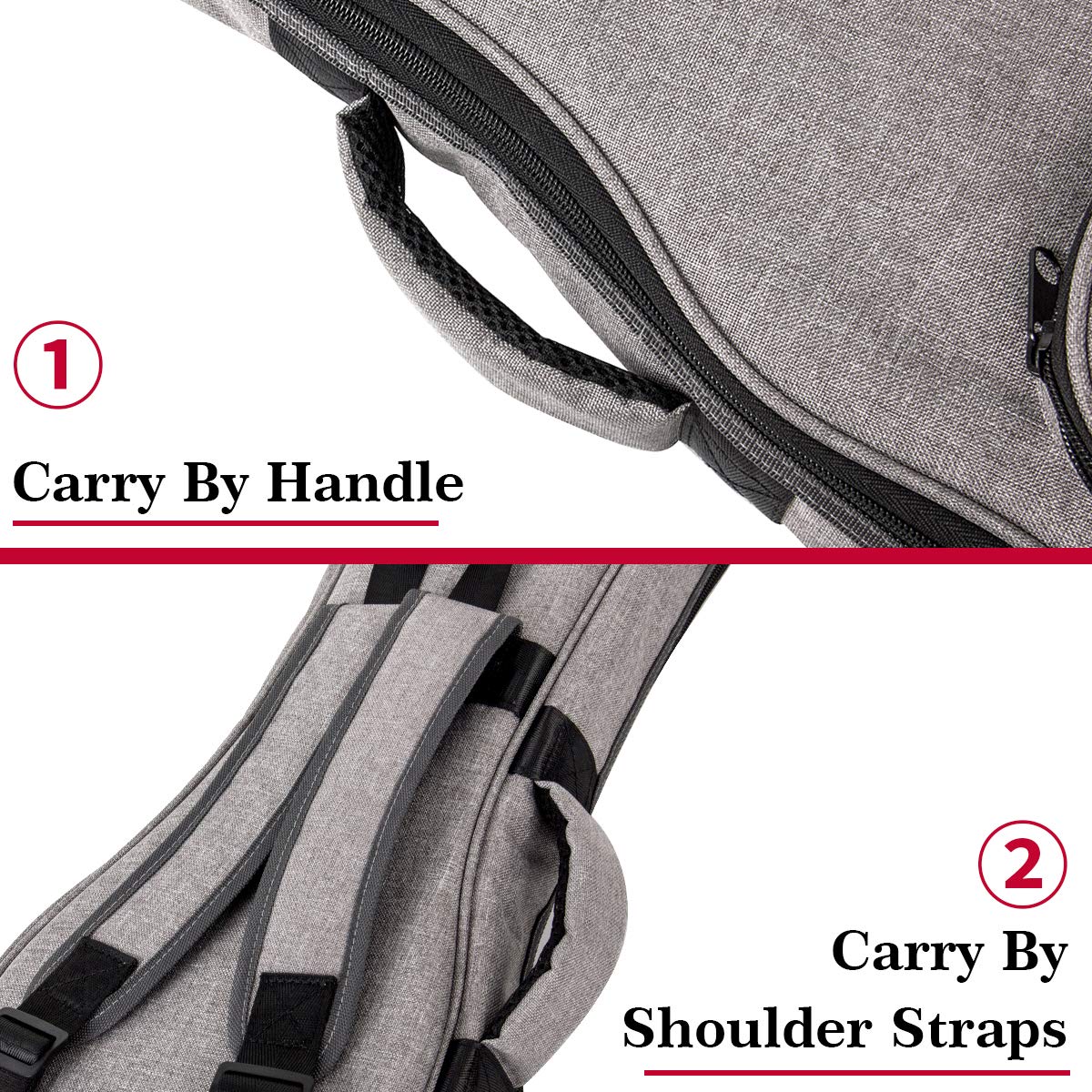 AKLOT 32 inch Gig Bag Carry Handle Case for 30" Baritone Ukulele 32" Bass Ukulele Guitalele 12MM Thick Padding with Humidifier 30"/32" Bag - Image 2